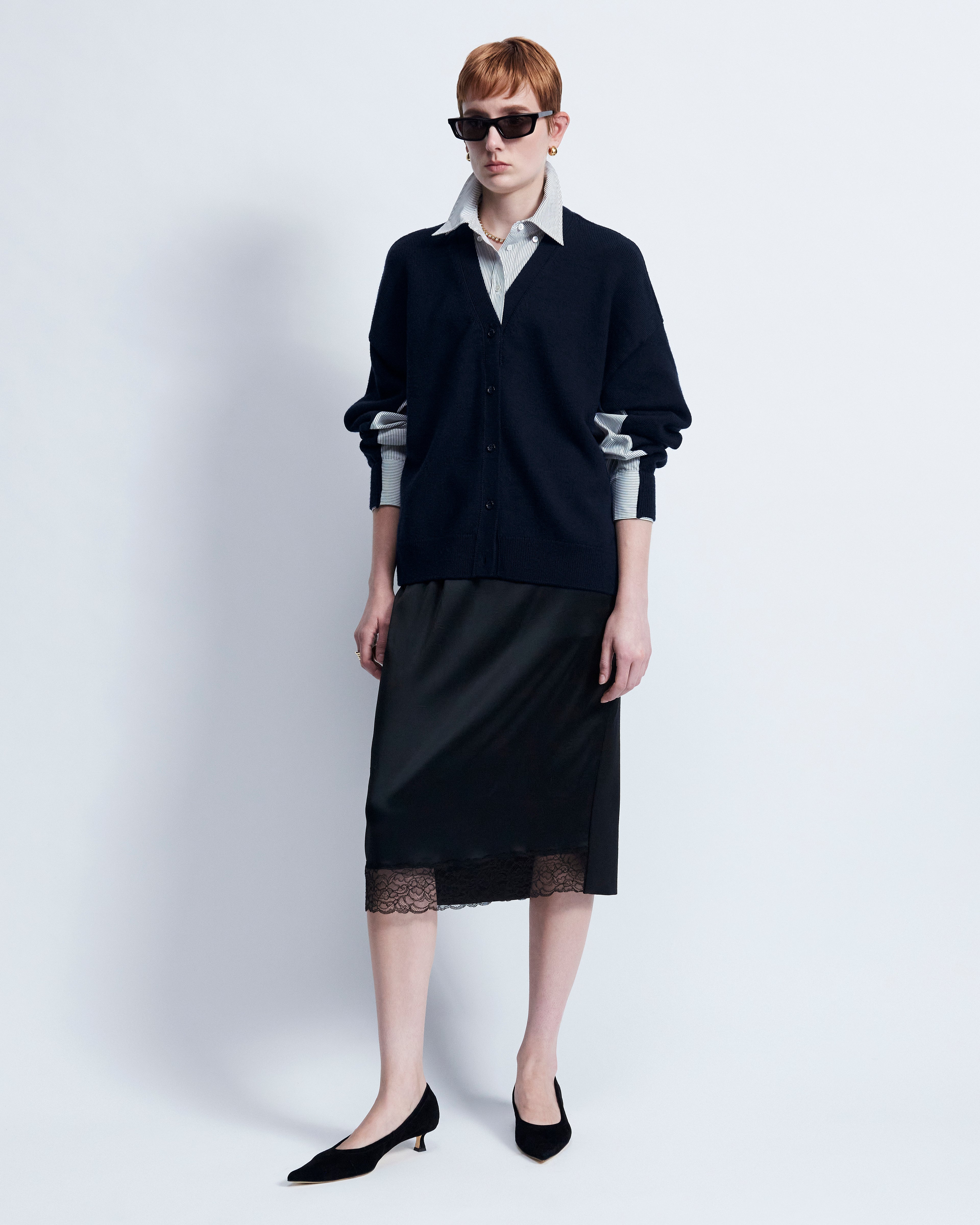 Eloise - Merino Wool in Navy / Ivory Stripe - view 1