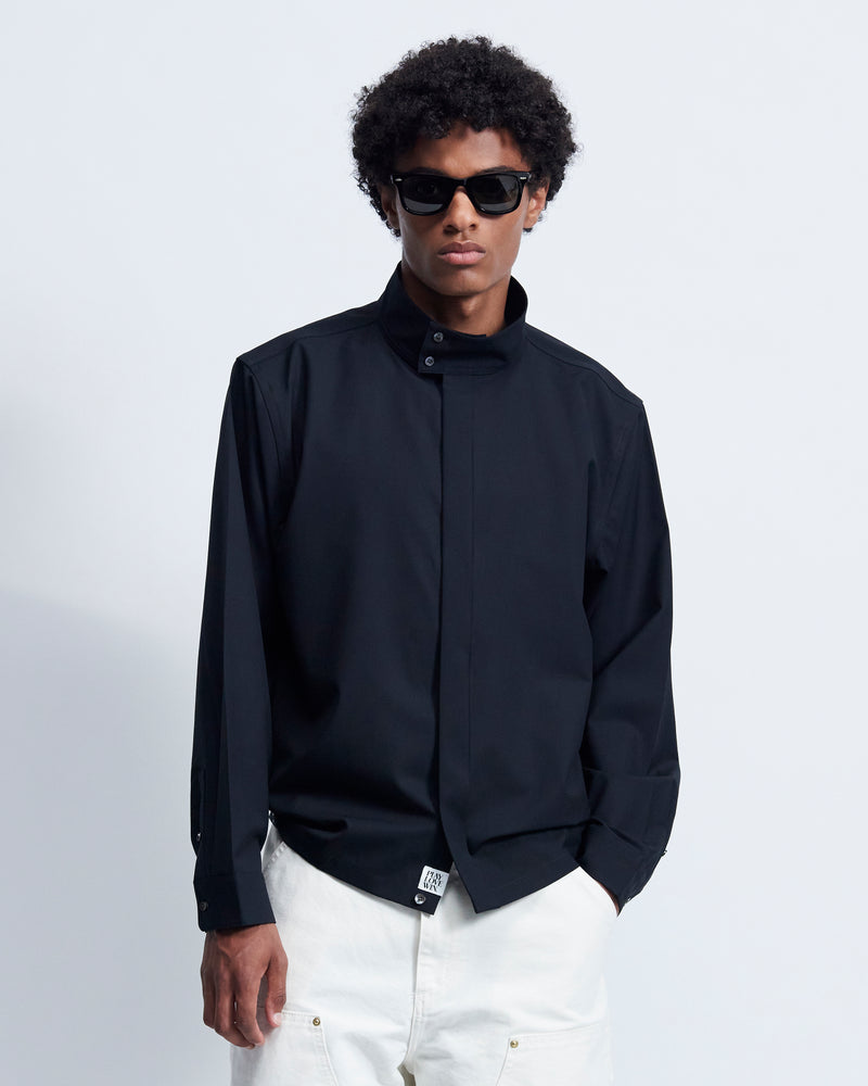 Harrington - Wool Poplin in Black - view 1