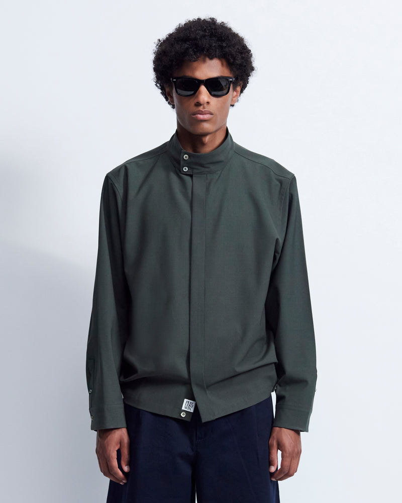 Harrington - Wool Poplin in Forest Green - view 1