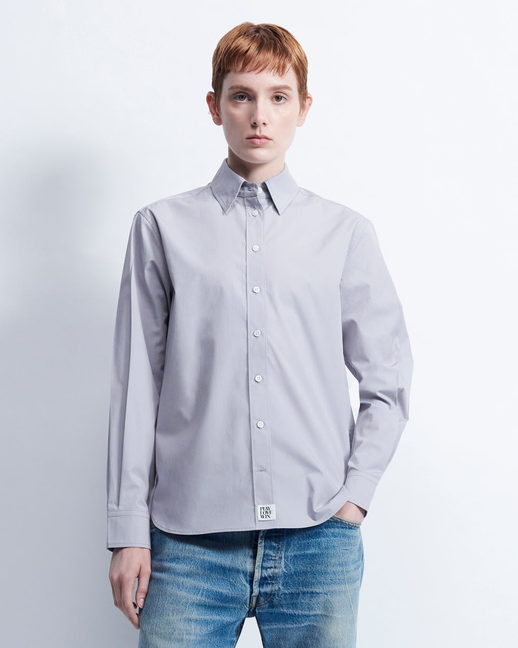 Lillian - Cotton Poplin in Medium Grey - view 1