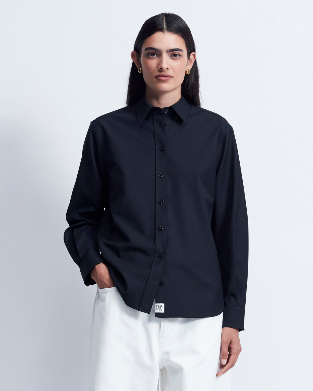 Lillian - Wool Poplin in Black - view 1