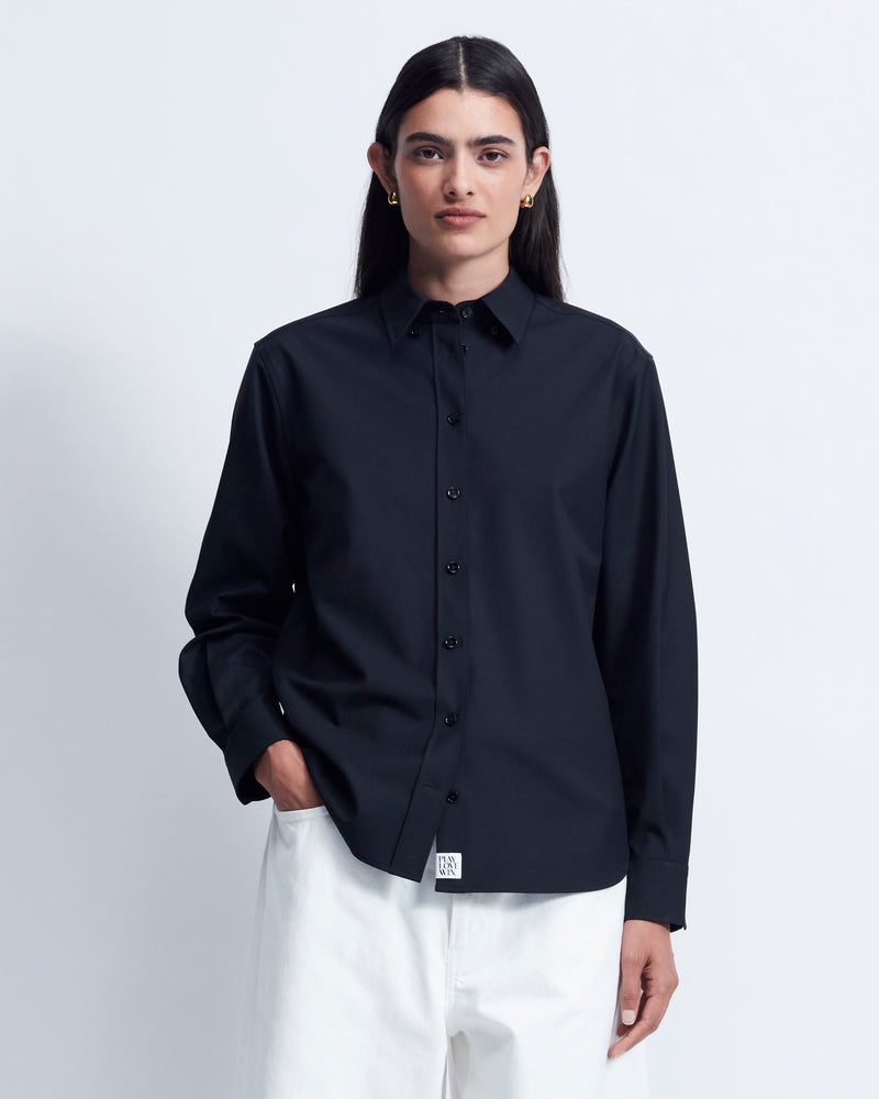 Lillian - Wool Poplin in Black - view 1