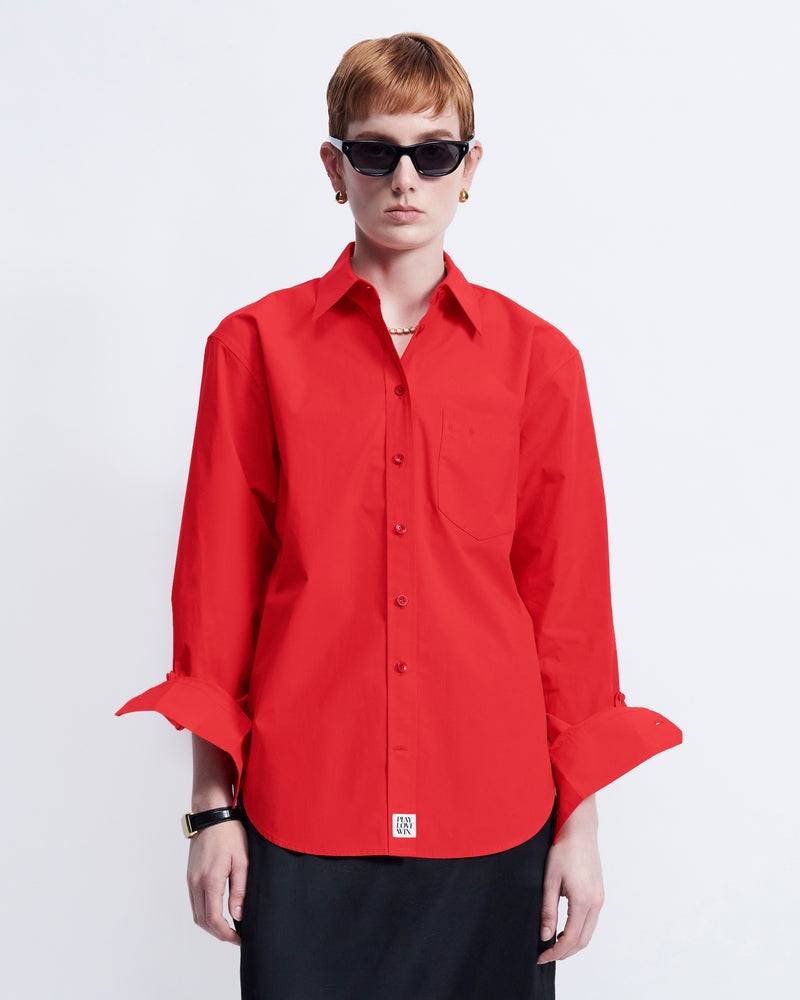 Maria - Cotton Broadcloth in Cherry Red - view 1
