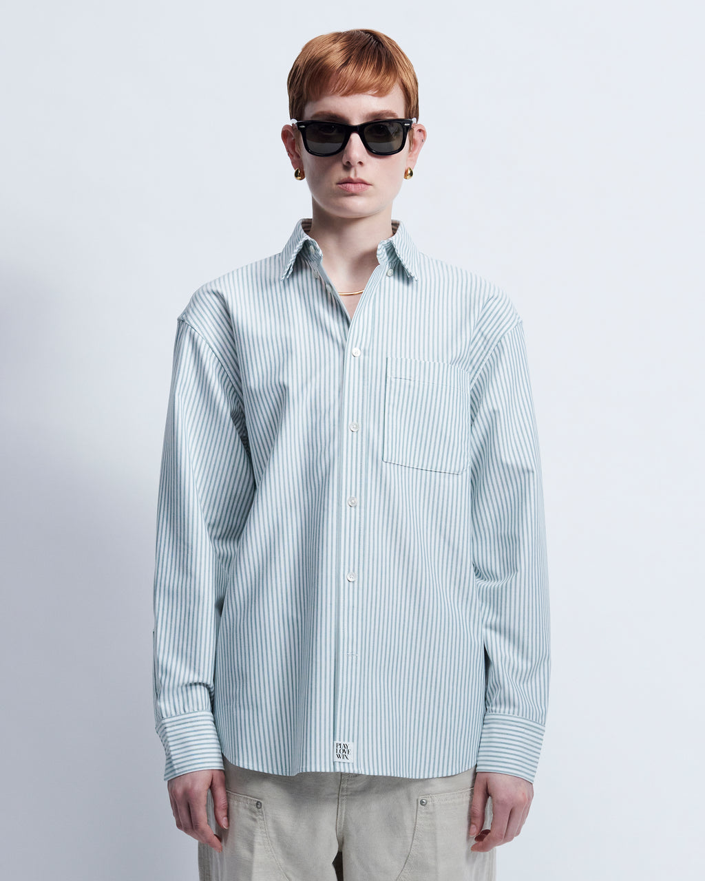 Ruba - High Twist Oxford in Green Stripe - view 1