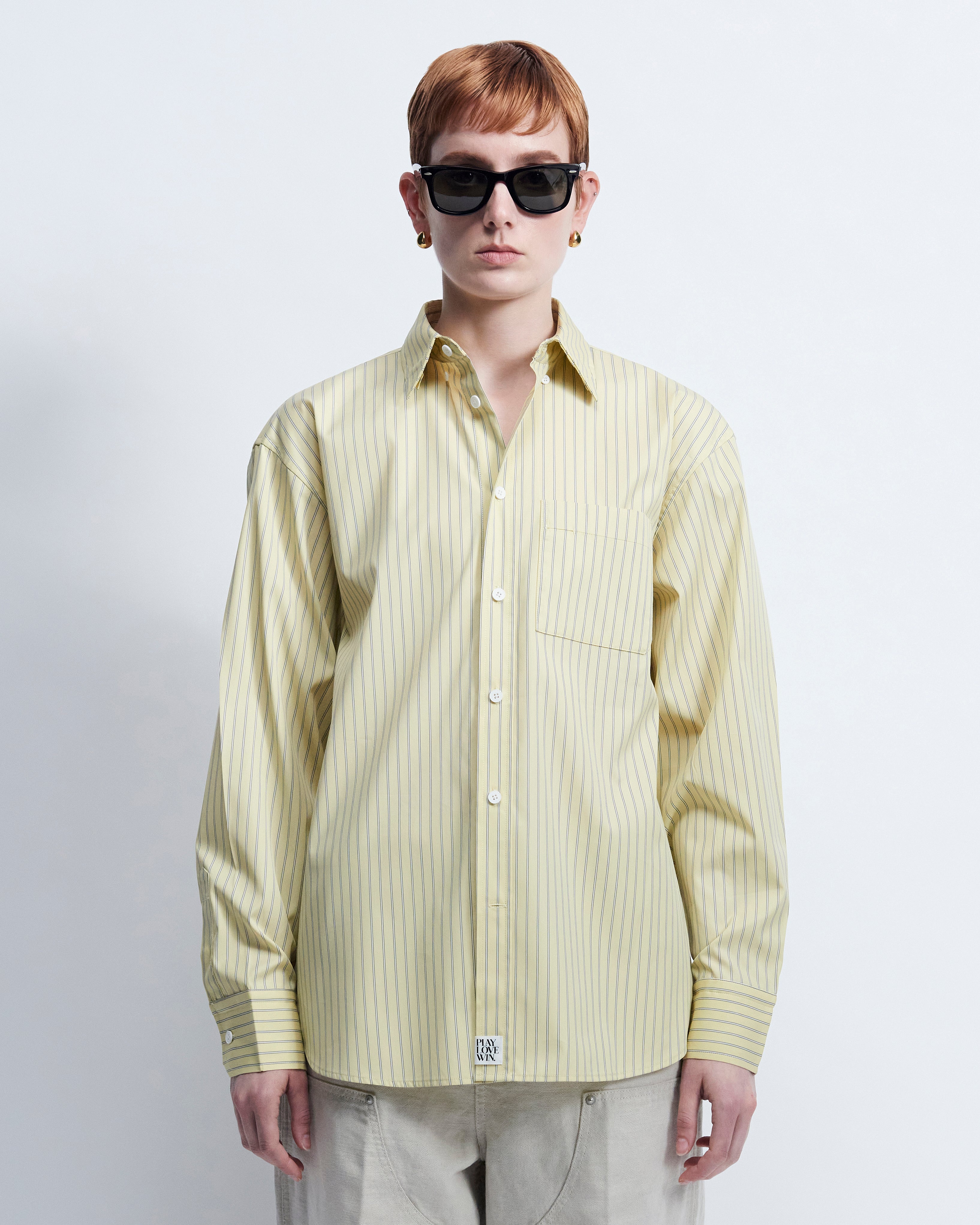 Ruba - Striped Cotton Poplin in Yellow Stripe - view 1