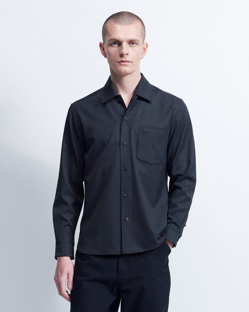 Sam - Wool Gabardine in Charcoal Grey - view 1
