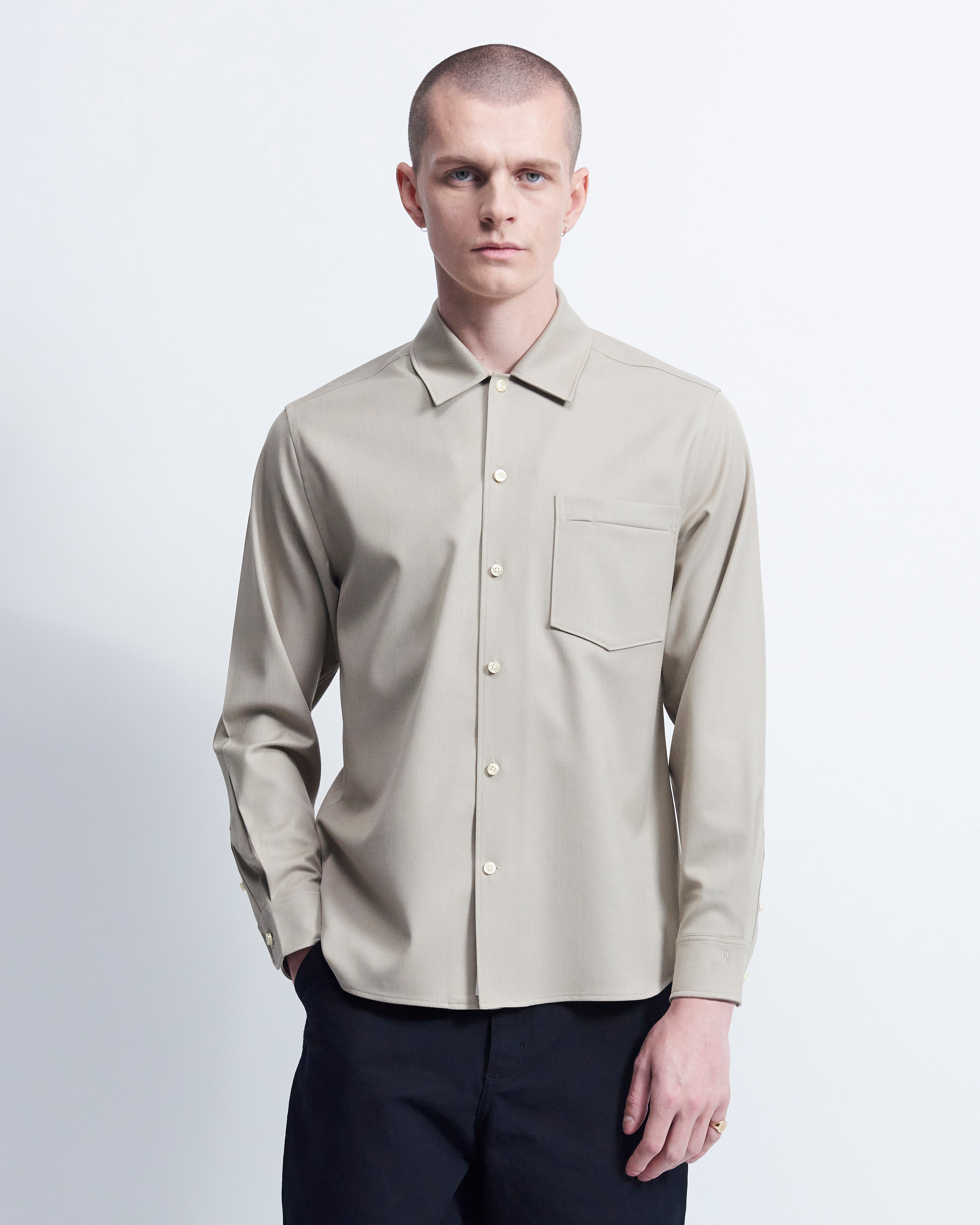 Sam - Wool Gabardine in Khaki - view 1