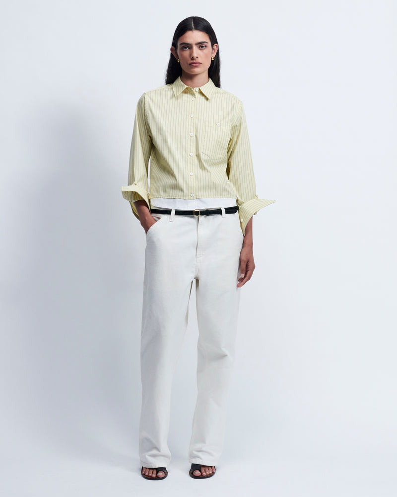 Sophie - Striped Cotton Poplin in Yellow Stripe - view 1