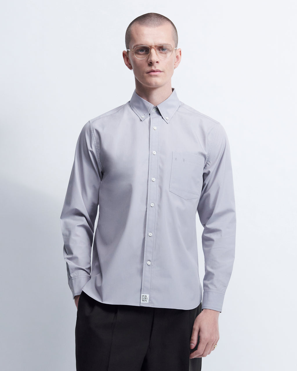 Spencer - Cotton Poplin in Medium Grey - view 1