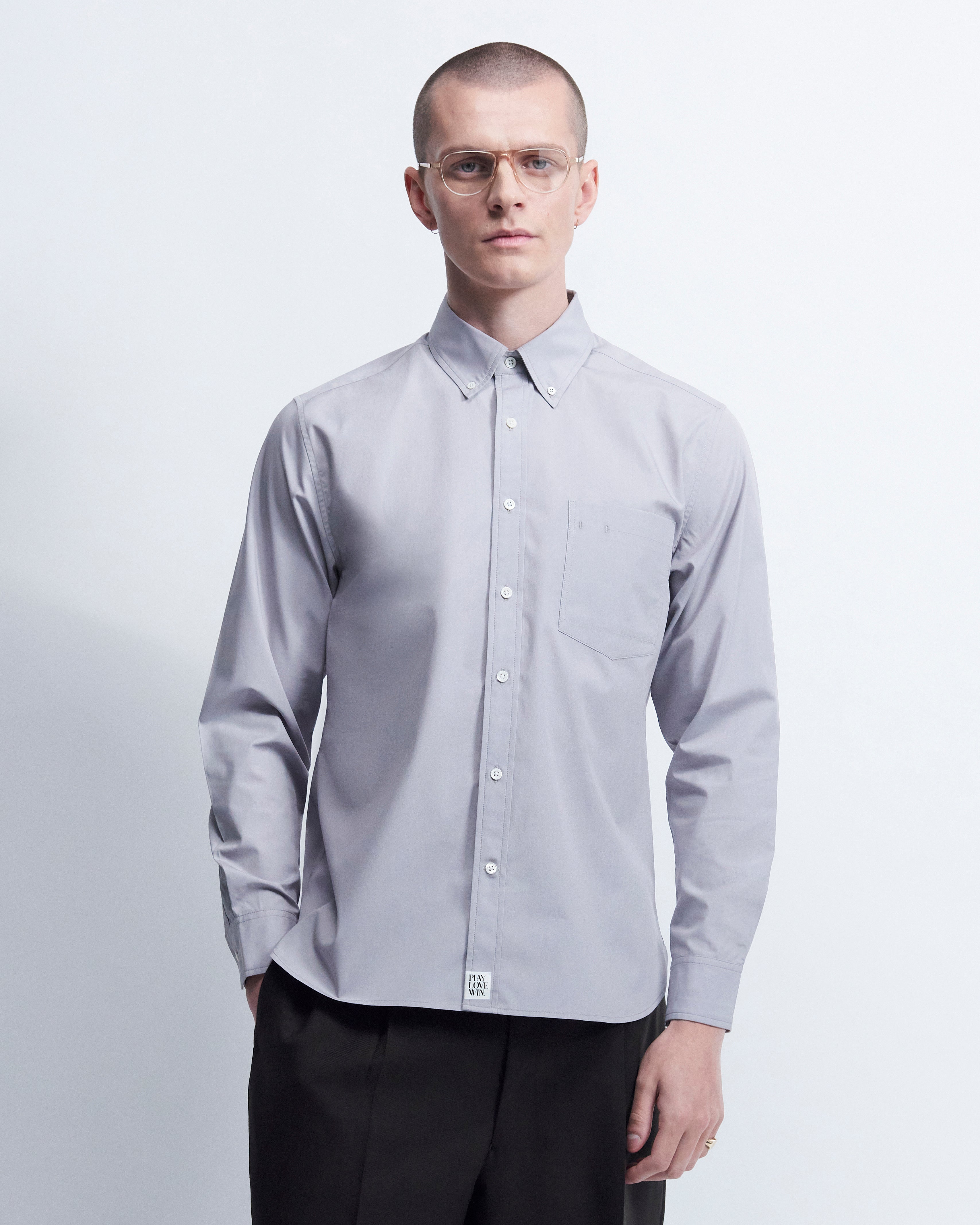 Spencer - Cotton Poplin in Medium Grey - view 1