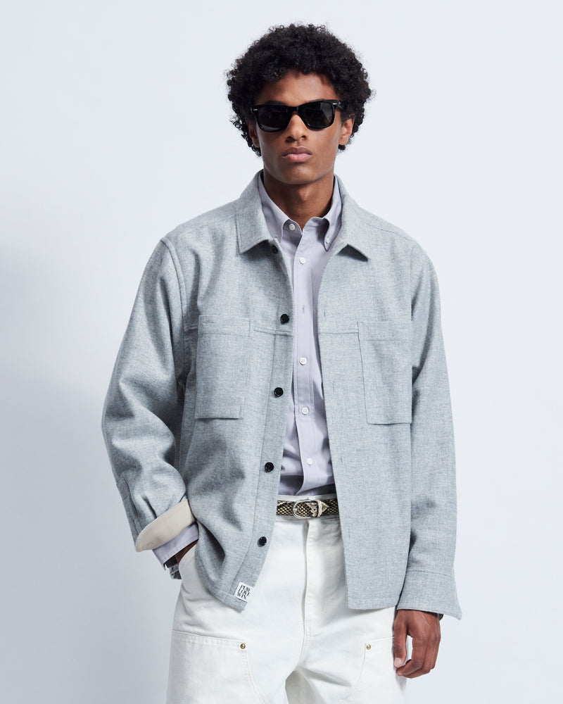 Victor - Brushed Wool Flannel in Feather Grey - view 1