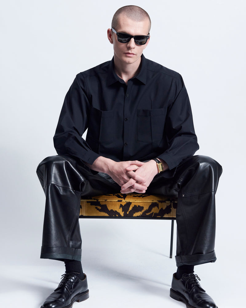 William - Wool Poplin in Black - view 1