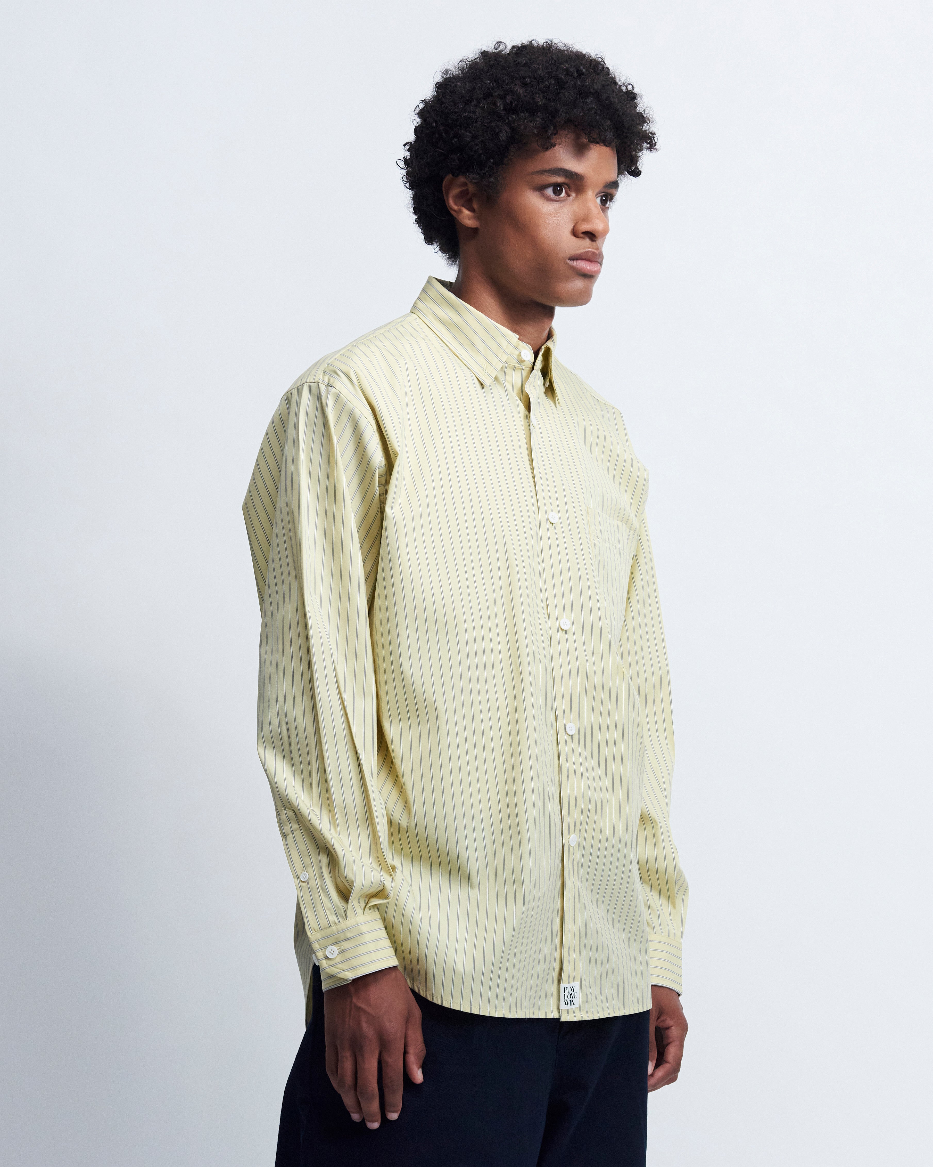 Billie - Striped Cotton Poplin in Yellow Stripe - view 2