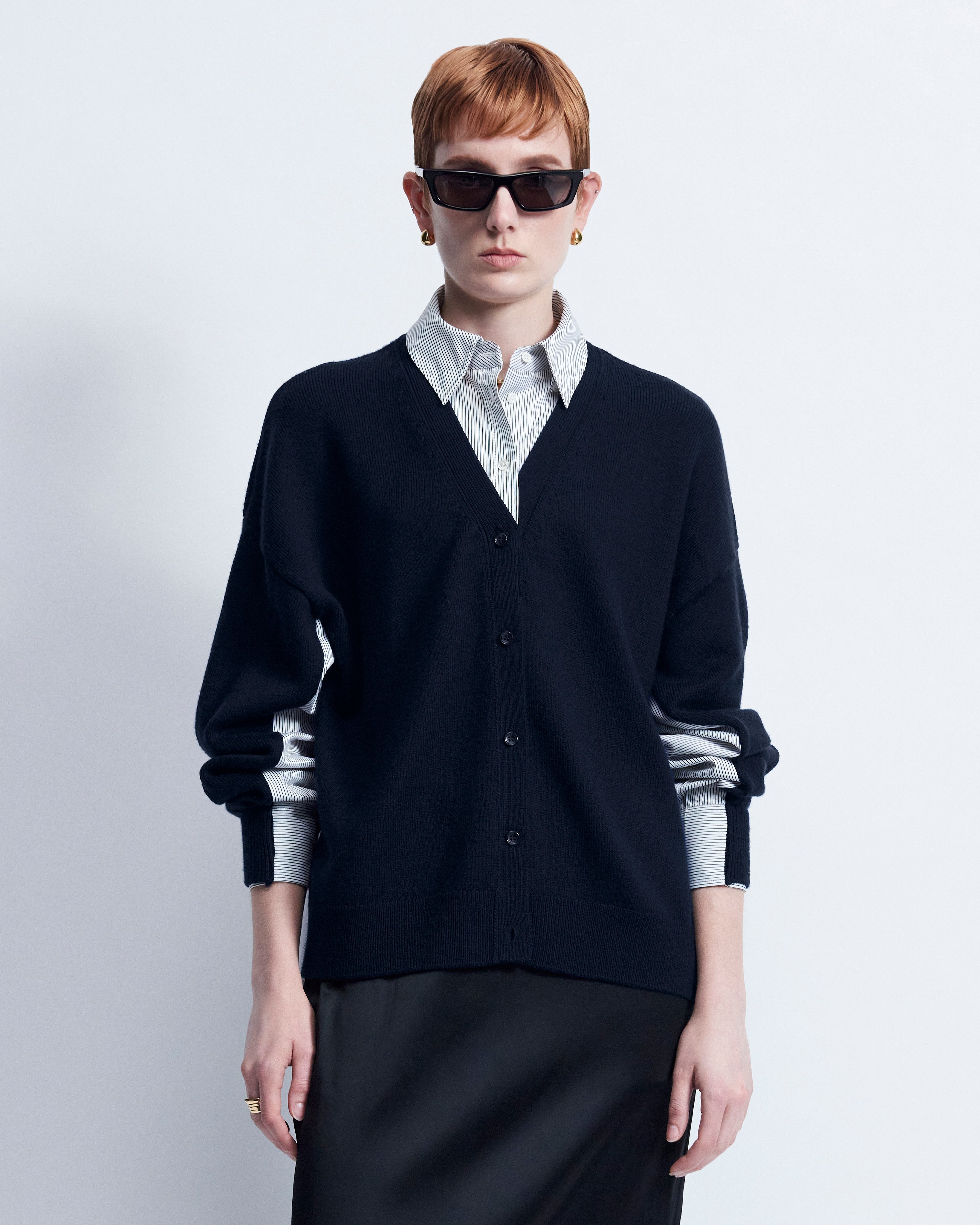 Eloise - Merino Wool in Navy / Ivory Stripe - view 2