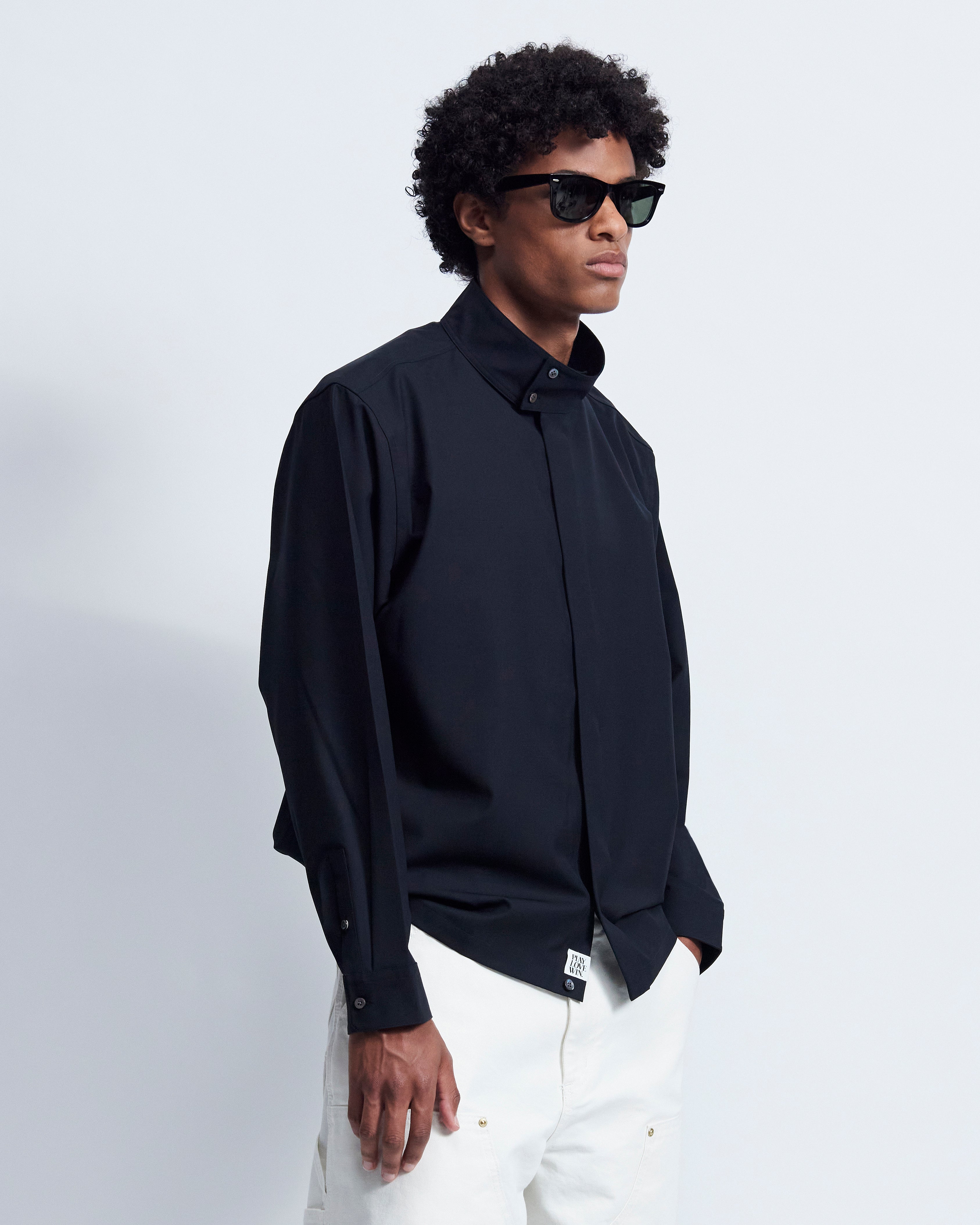 Harrington - Wool Poplin in Black - view 2