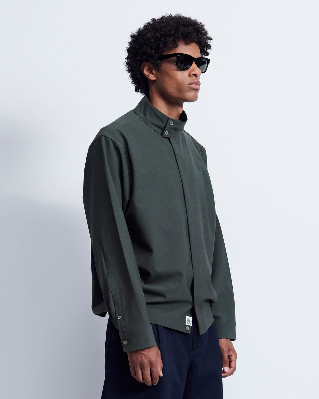 Harrington - Wool Poplin in Forest Green - view 2