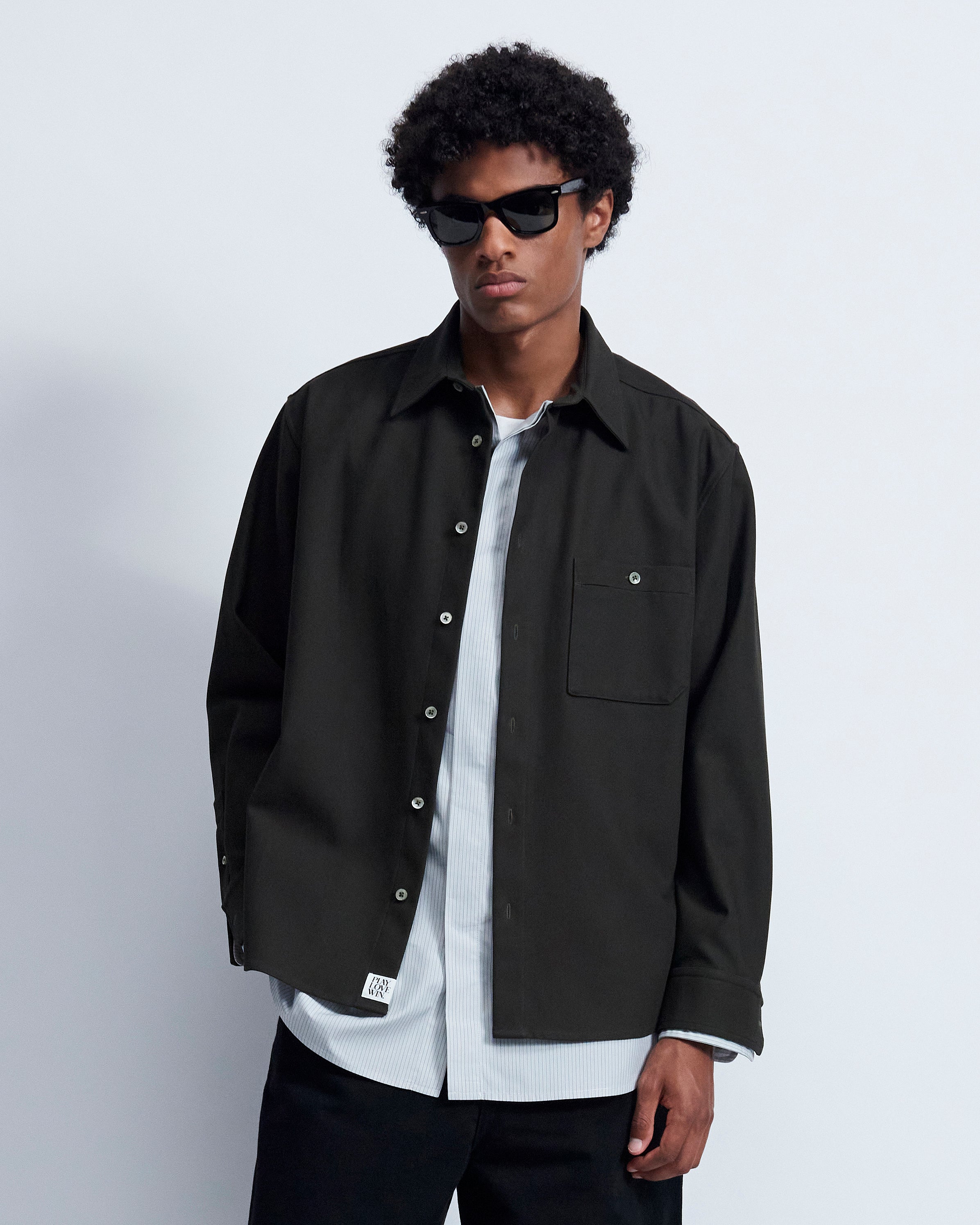 Ian - Cotton Serge Twill in Brown/Grey Stripe - view 2