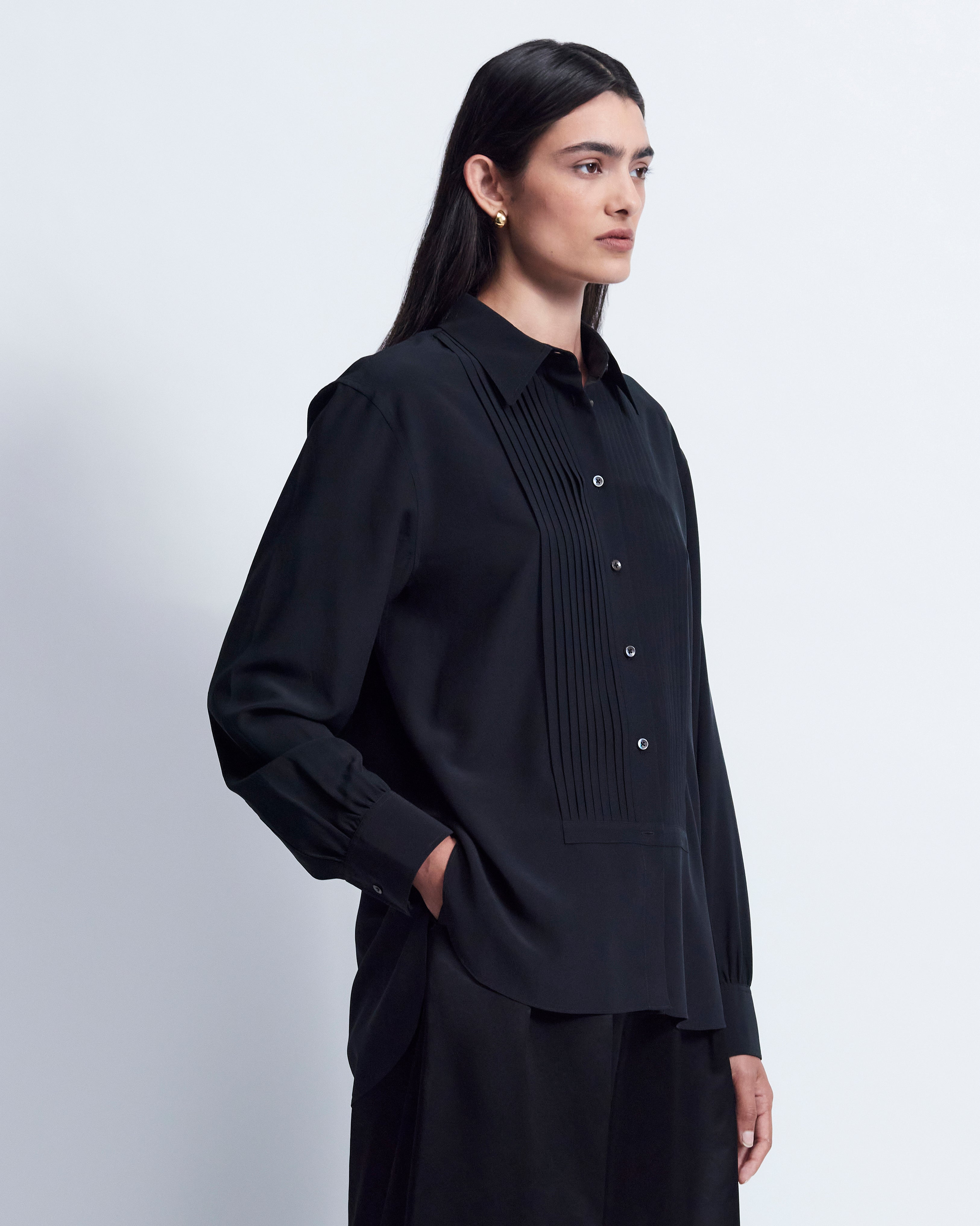 Justine - Silk Habotai in Black - view 2