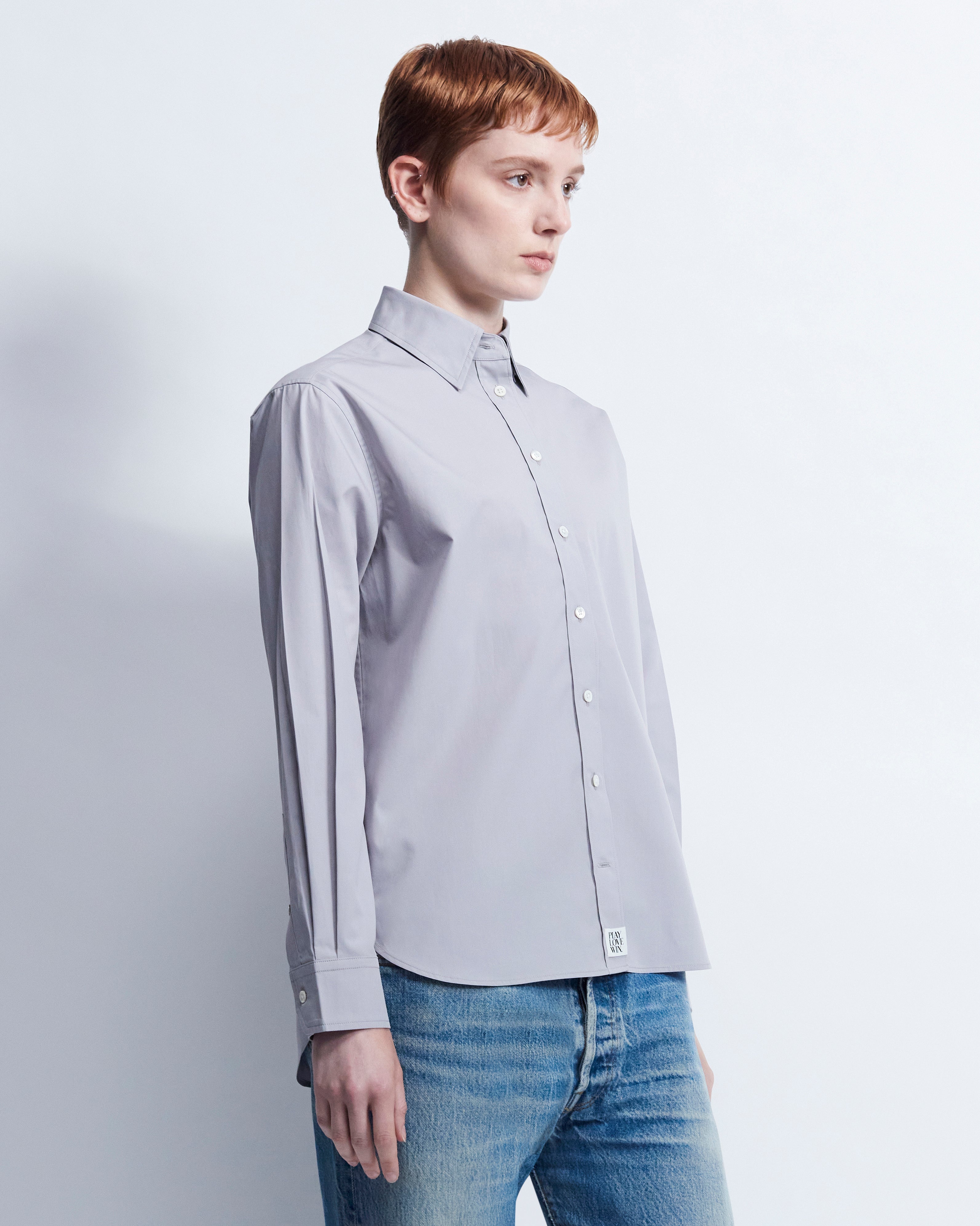 Lillian - Cotton Poplin in Medium Grey - view 2