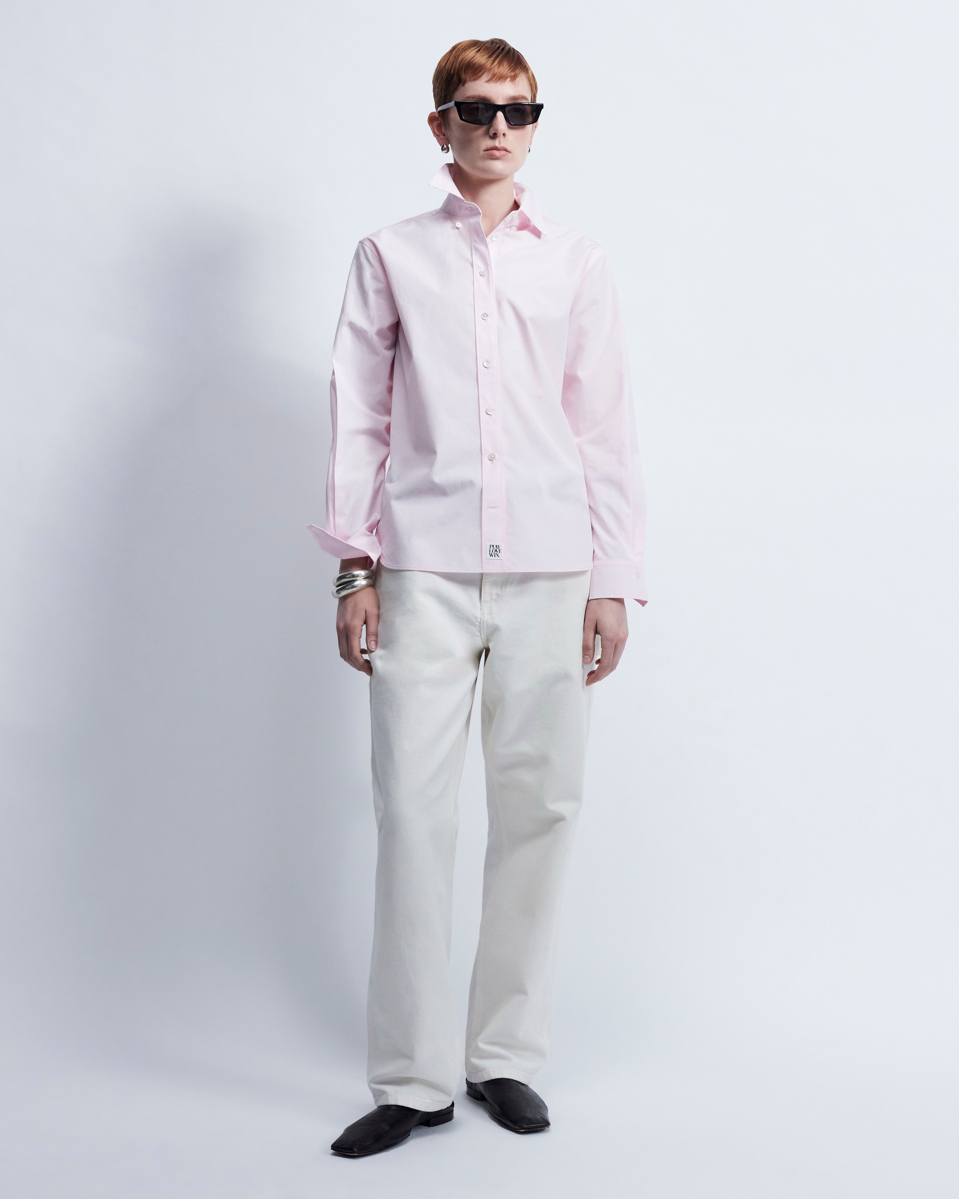 Lillian - Cotton Poplin in Pale Pink - view 2
