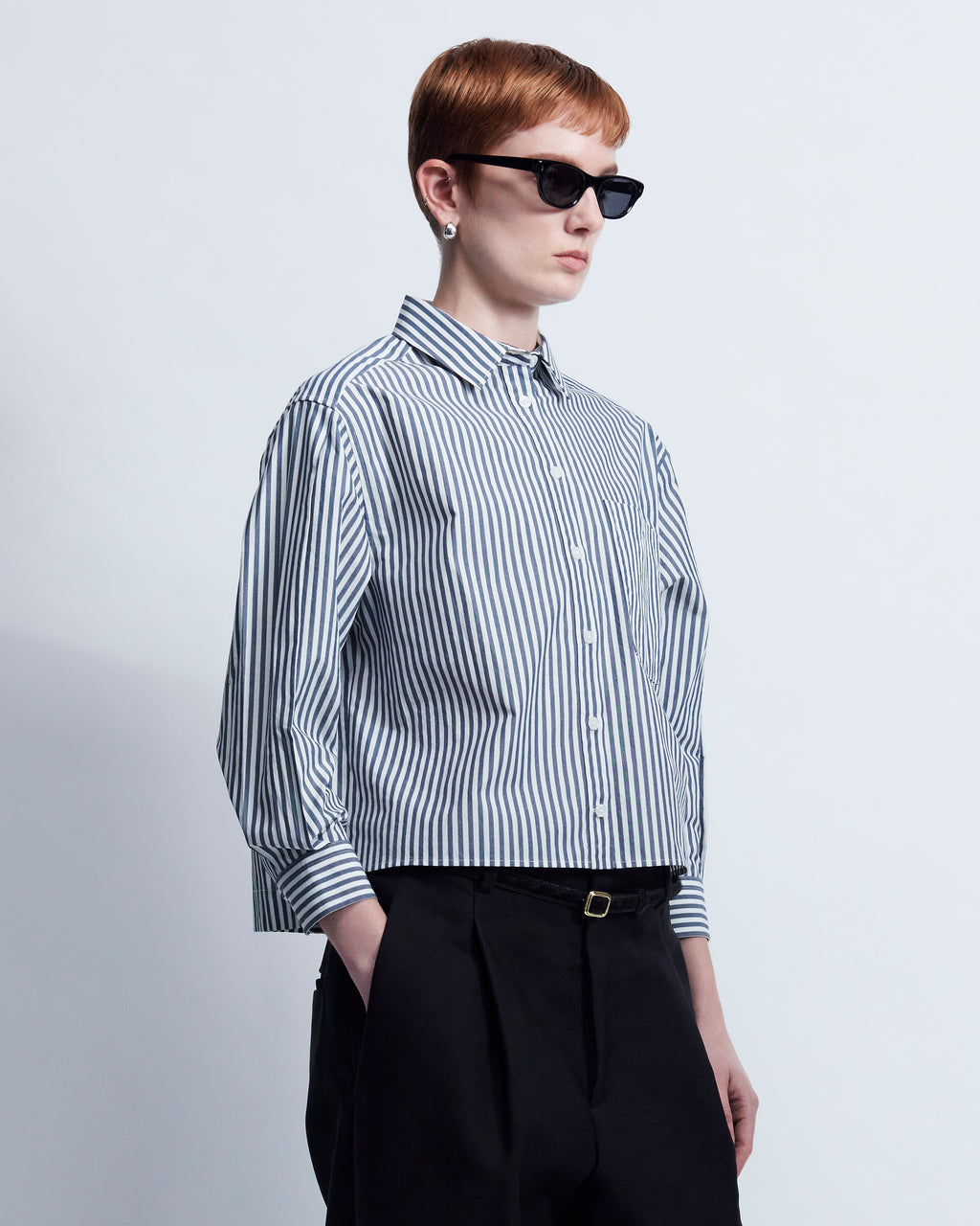 Linda - Breeze Technical Poplin in Blk White Stripe - view 2