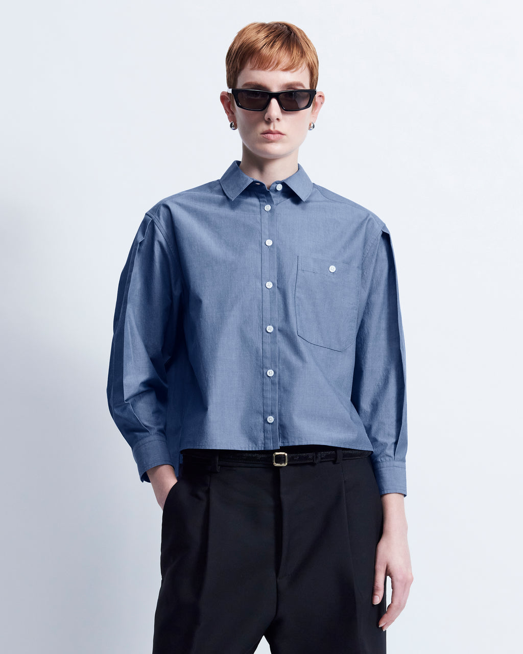 Linda - Breeze Technical Poplin in Chambray Blue - view 2