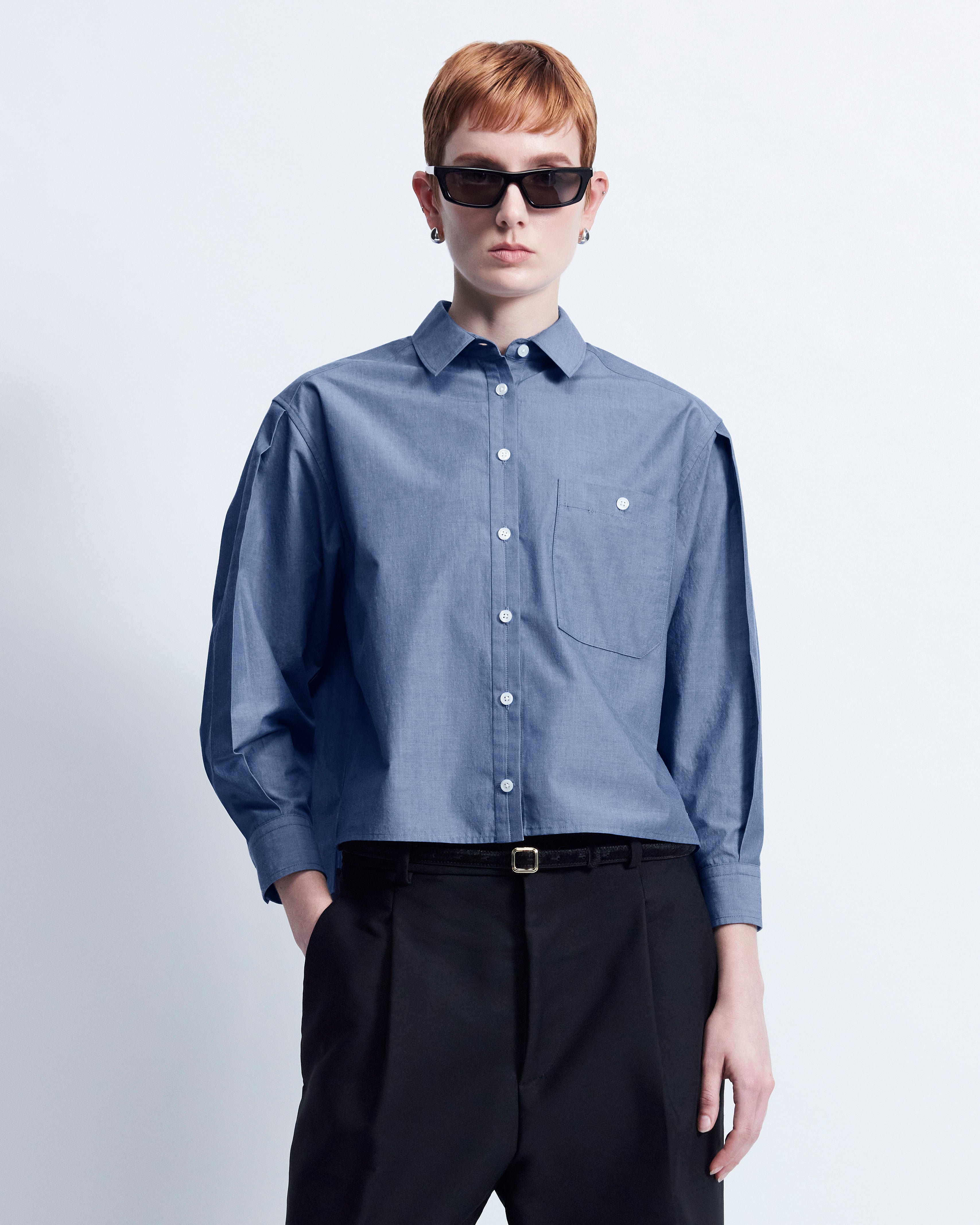 Linda - Breeze Technical Poplin in Chambray Blue - view 2