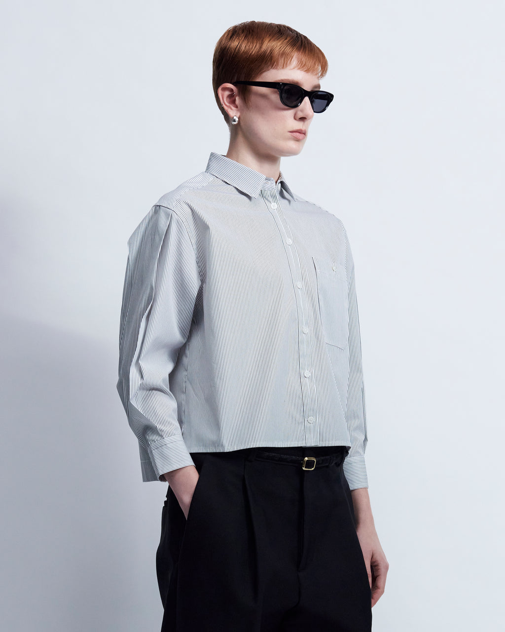 Linda - Striped Cotton Poplin in Ivory Stripe - view 2
