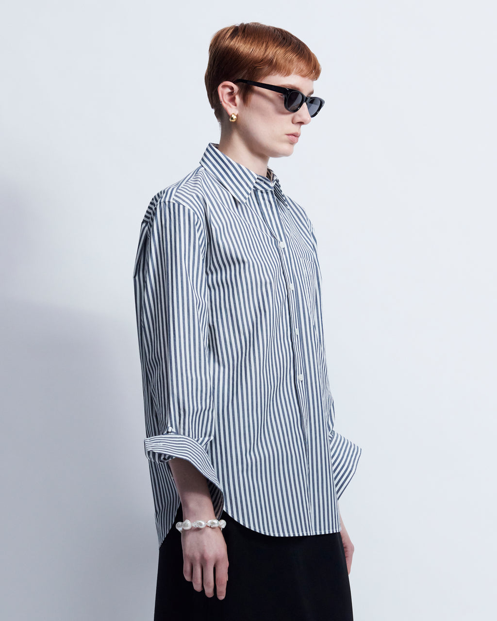Maria - Breeze Technical Poplin in Blk White Stripe - view 2