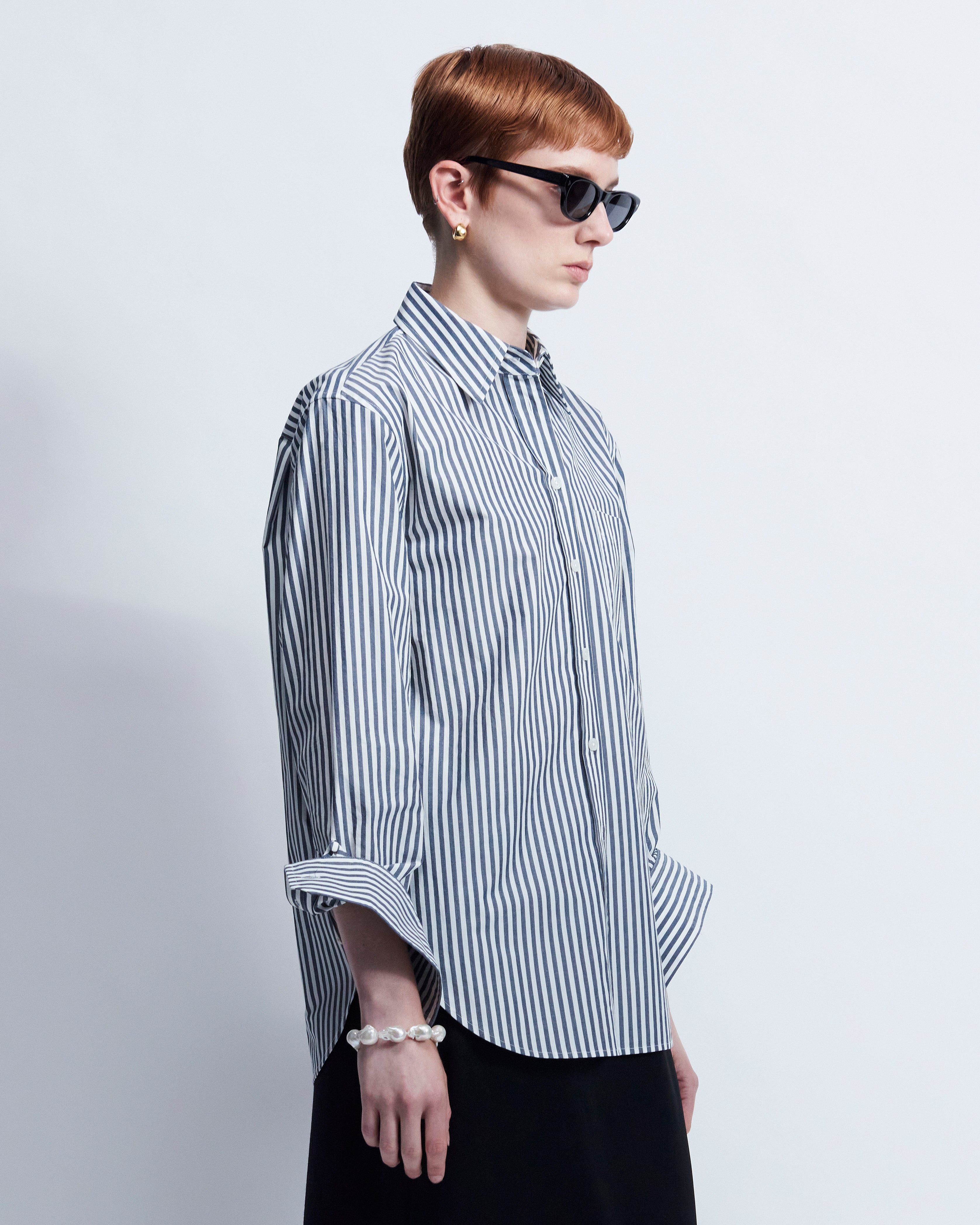 Maria - Breeze Technical Poplin in Blk White Stripe - view 2