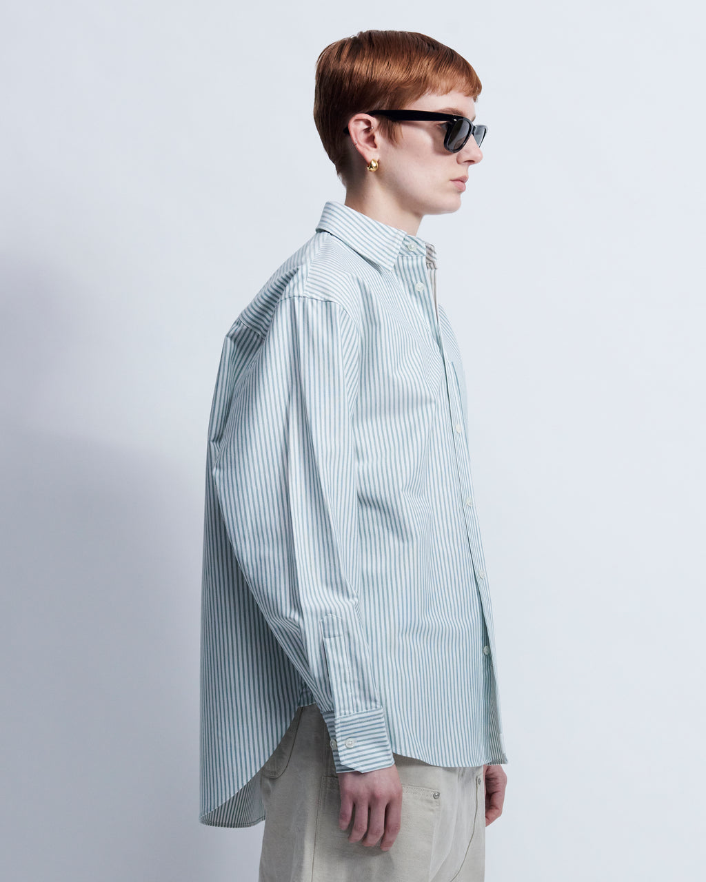 Ruba - High Twist Oxford in Green Stripe - view 2