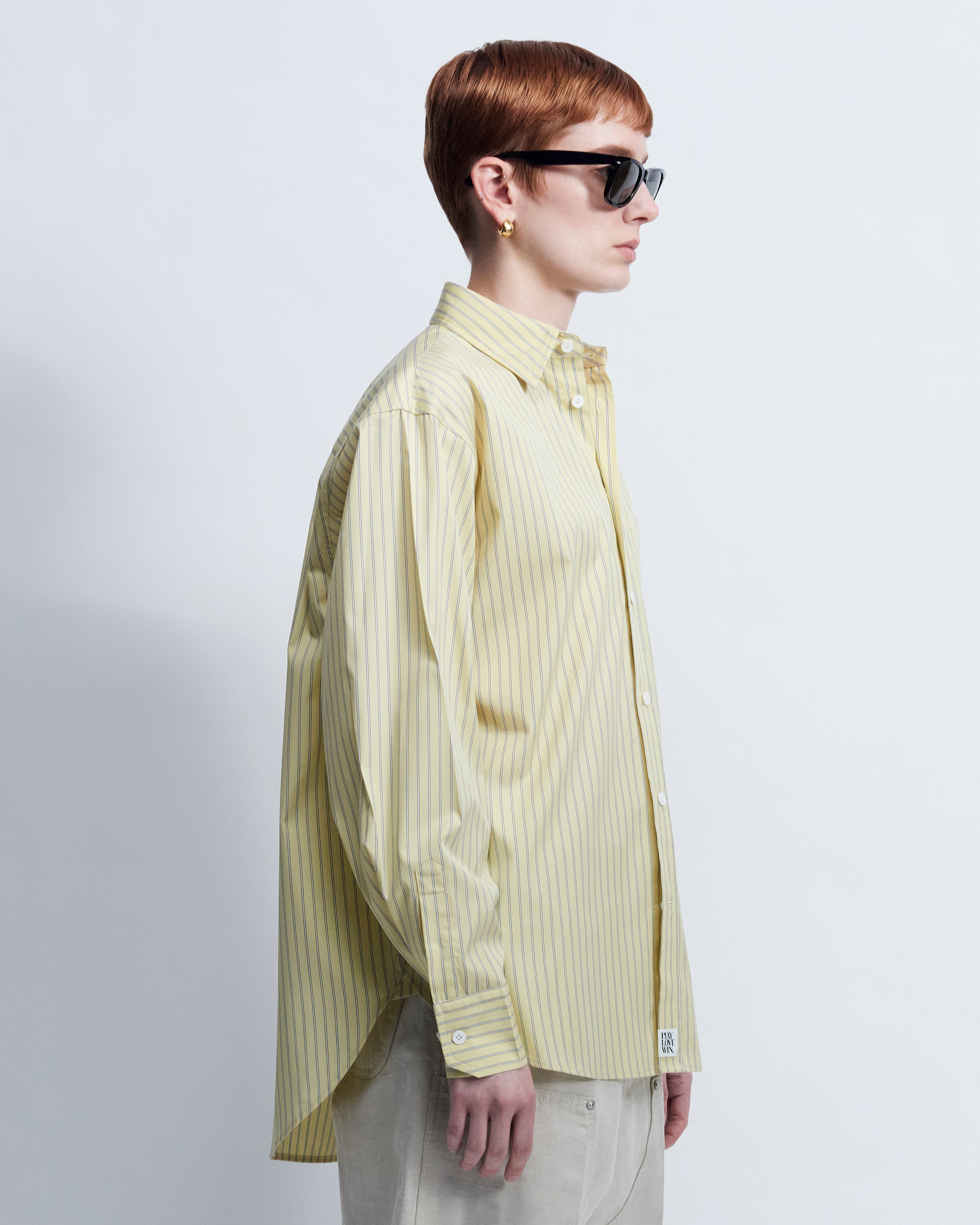 Ruba - Striped Cotton Poplin in Yellow Stripe - view 2