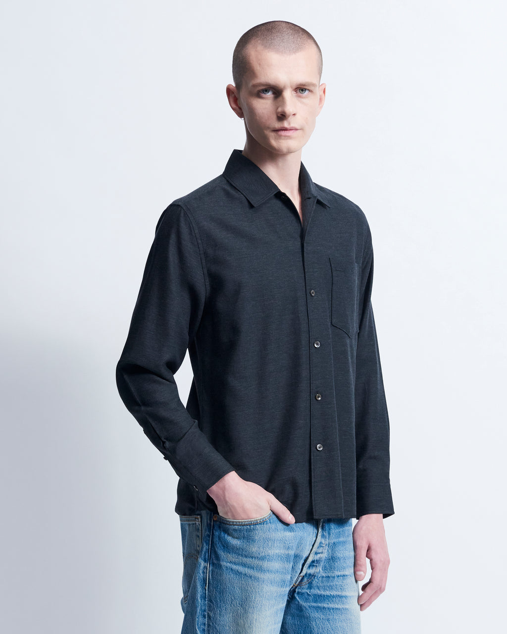 Sam - Cotton Cashmere in Charcoal Grey - view 2