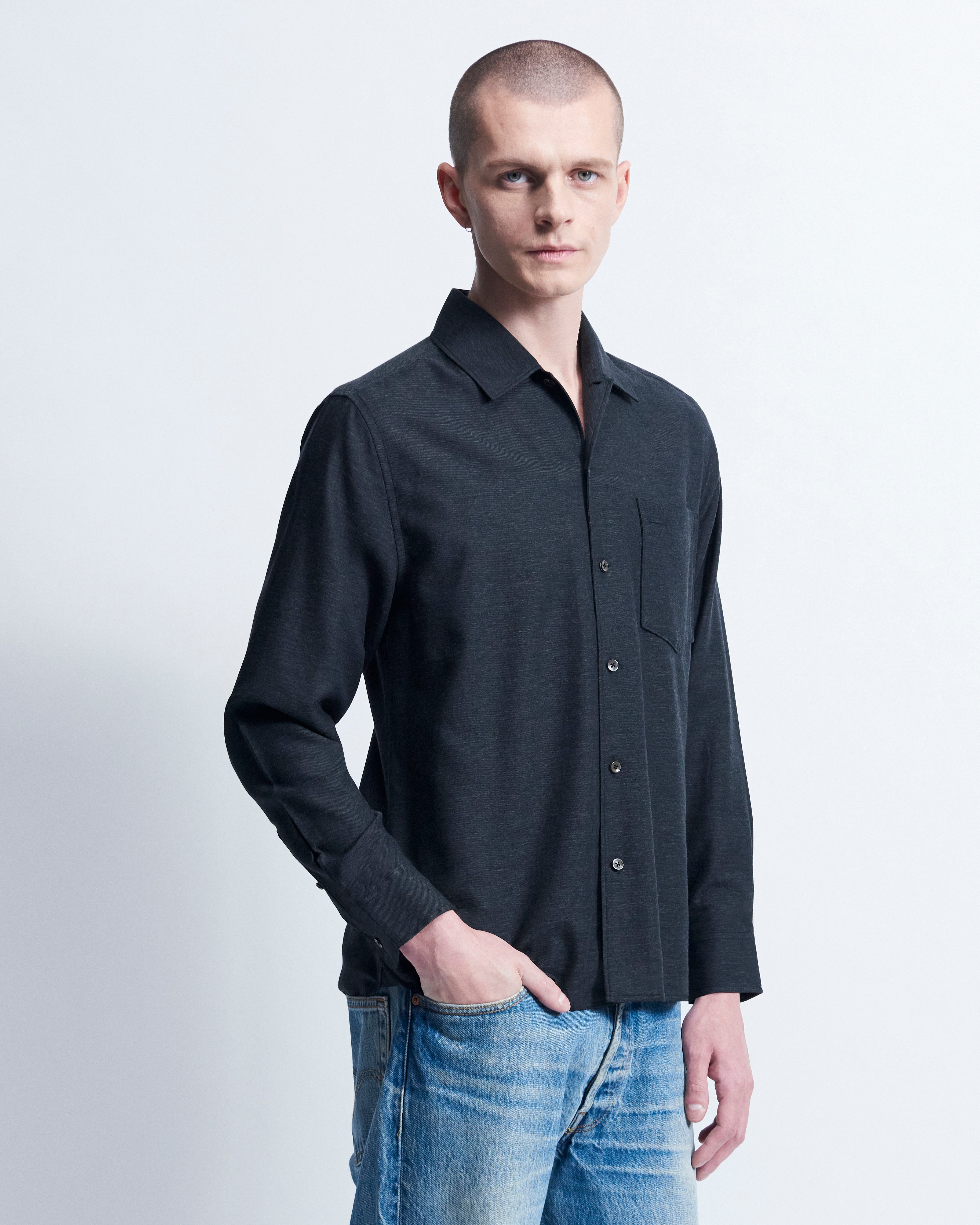 Sam - Cotton Cashmere in Charcoal Grey - view 2