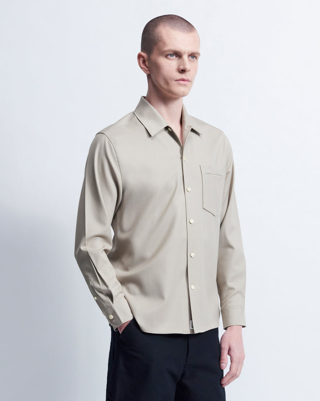 Sam - Wool Gabardine in Khaki - view 2