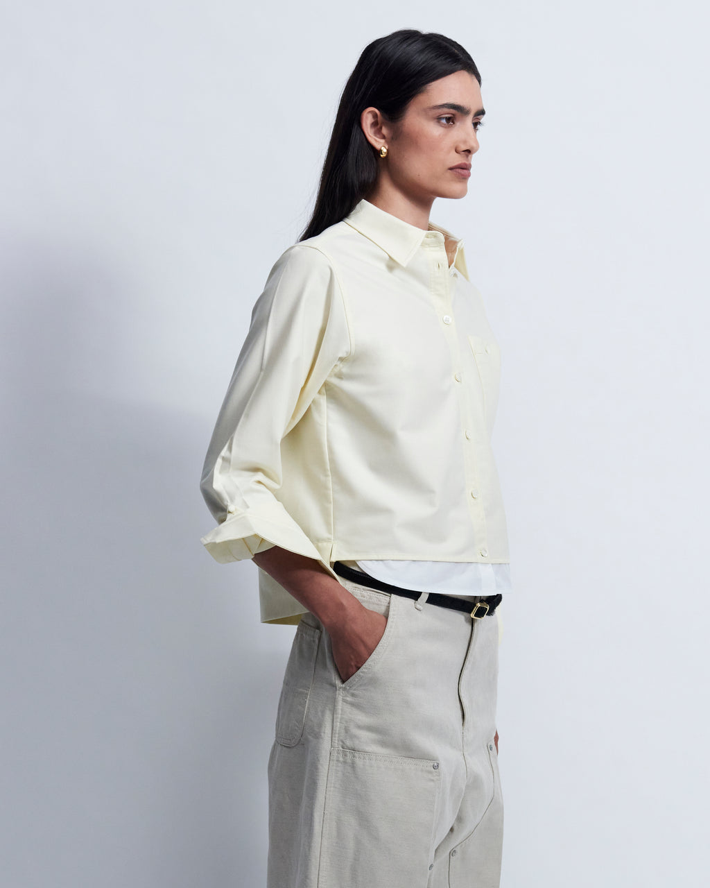 Sophie - High Twist Oxford in Butter Yellow - view 2