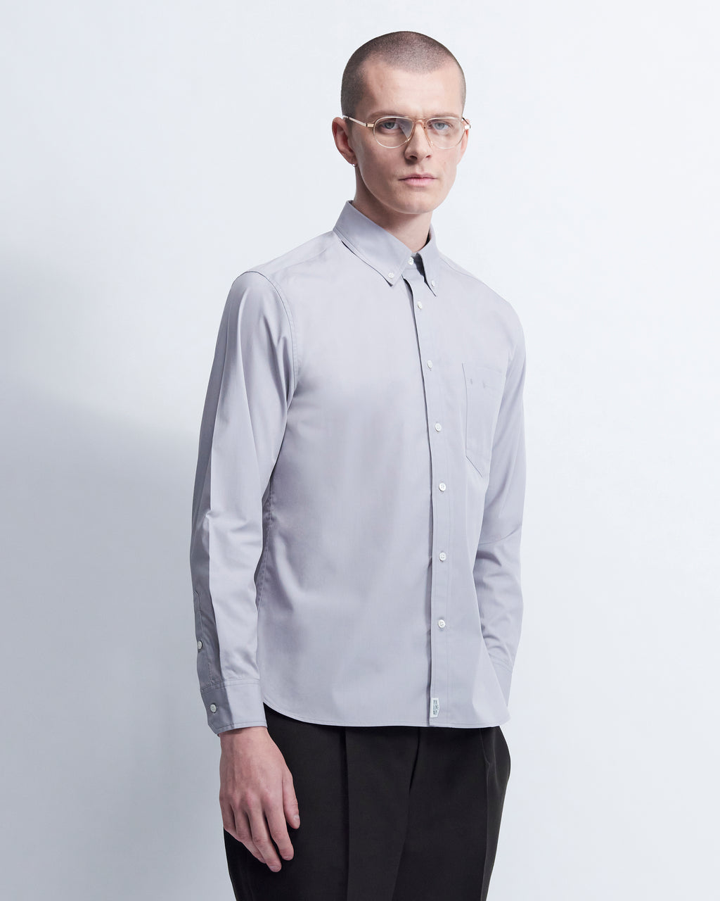Spencer - Cotton Poplin in Medium Grey - view 2