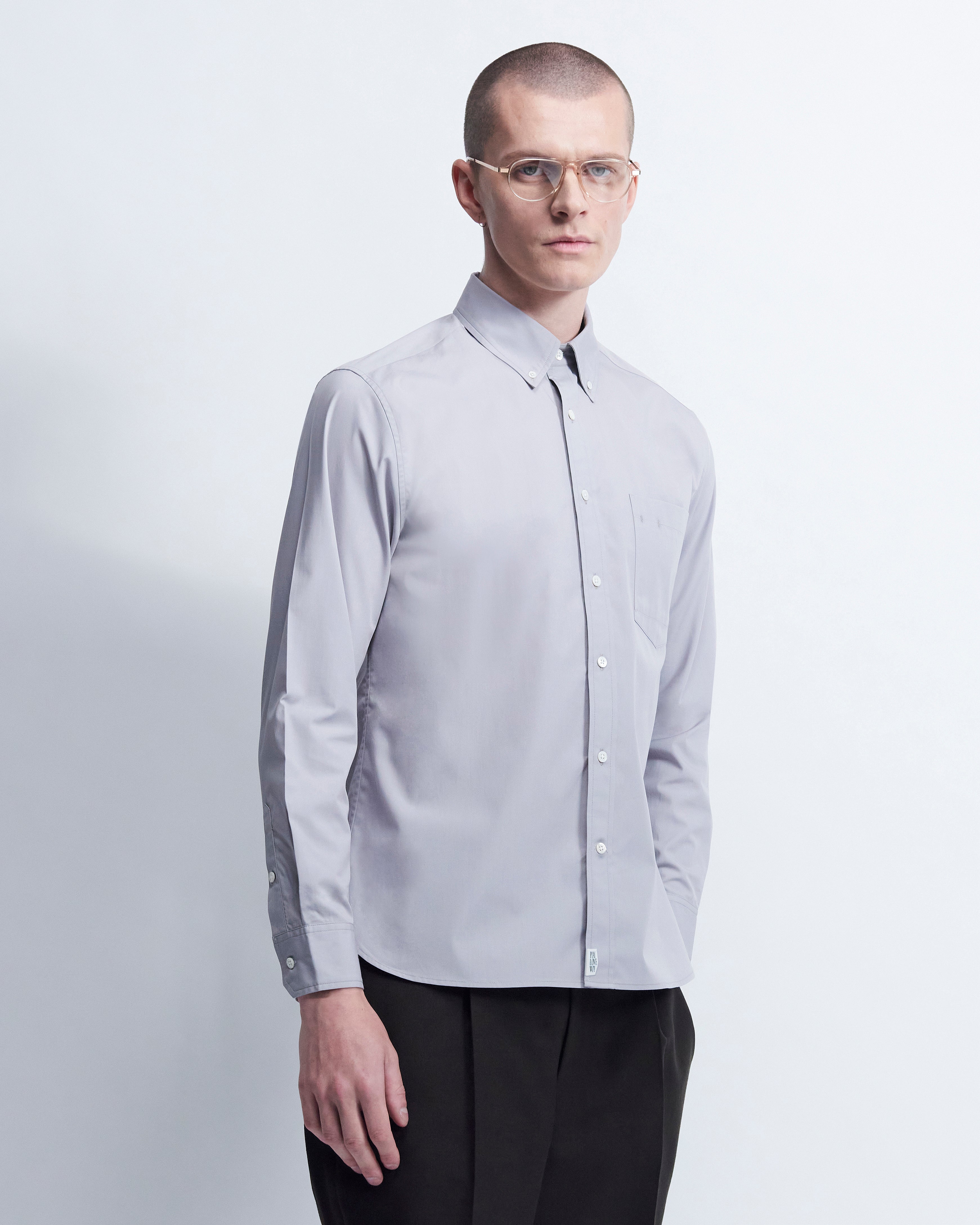 Spencer - Cotton Poplin in Medium Grey - view 2