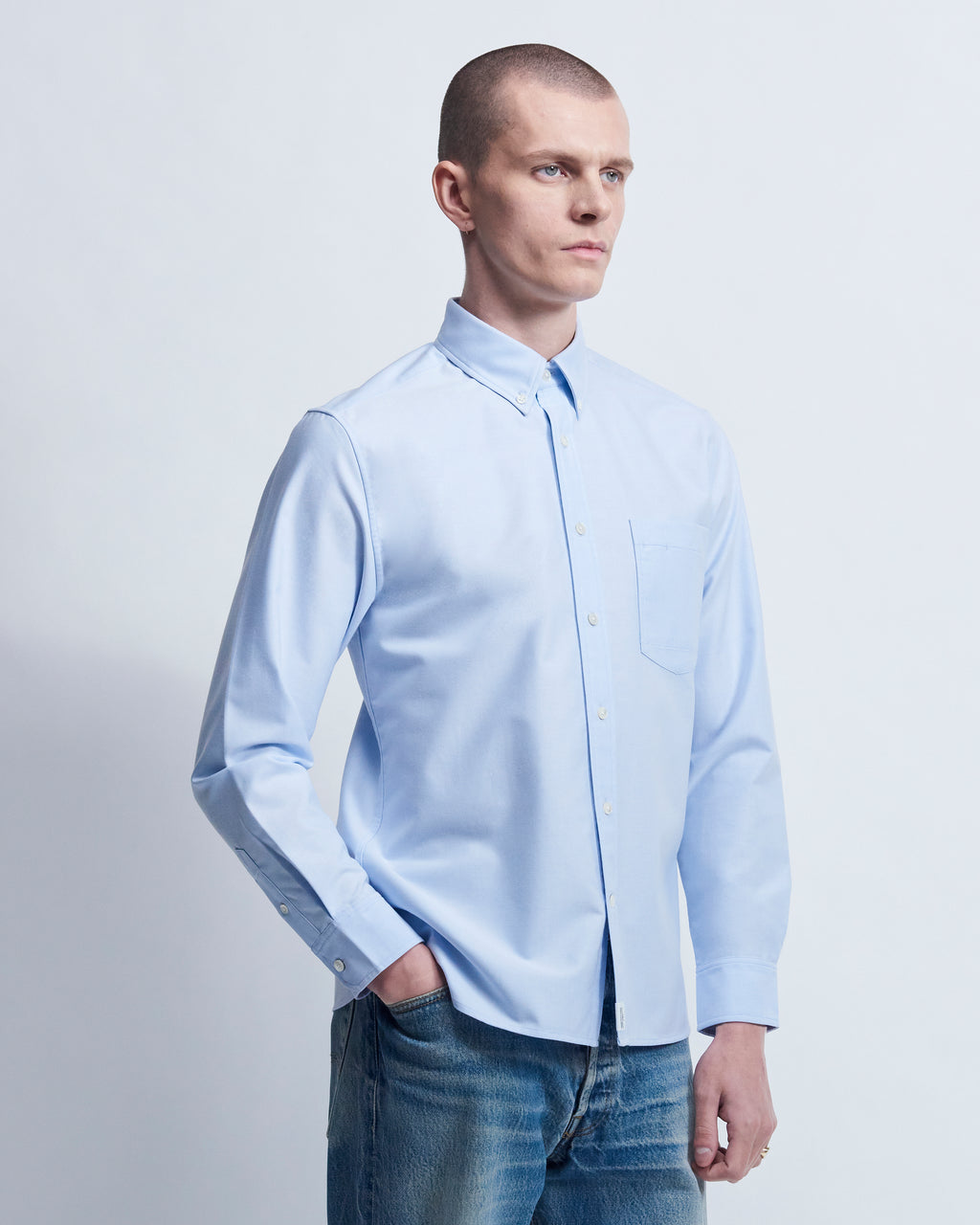 Spencer - High Twist Oxford in Light Blue - view 2