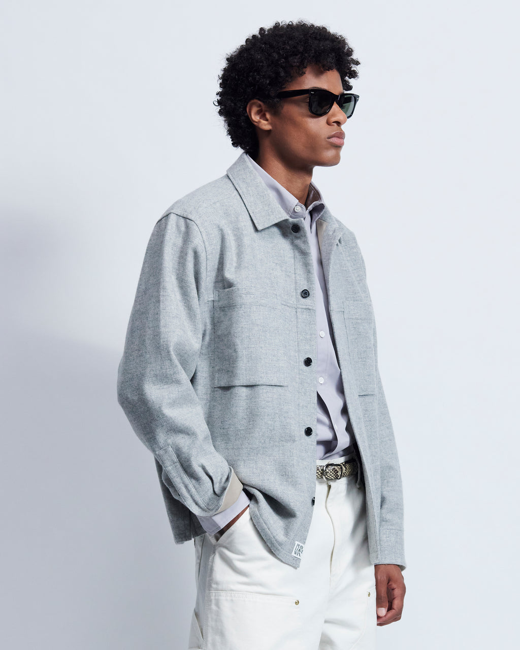 Victor - Brushed Wool Flannel in Feather Grey - view 2