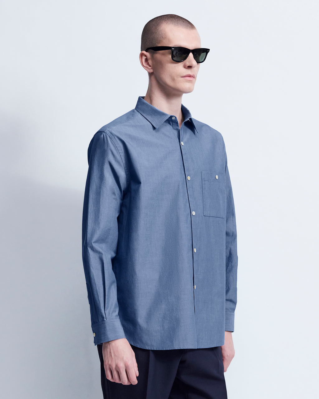 Walter - Breeze Technical Poplin in Chambray Blue - view 2