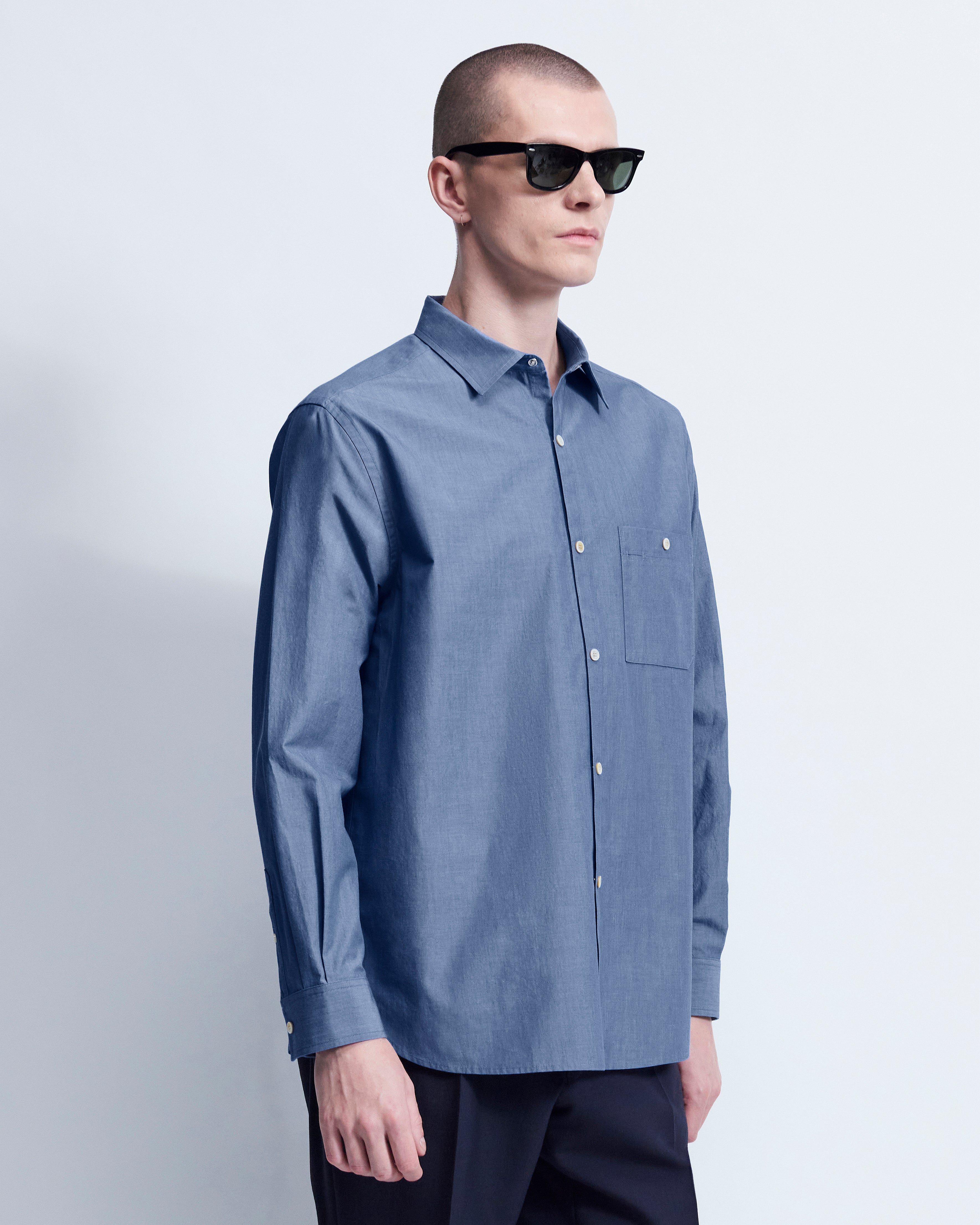 Walter - Breeze Technical Poplin in Chambray Blue - view 2