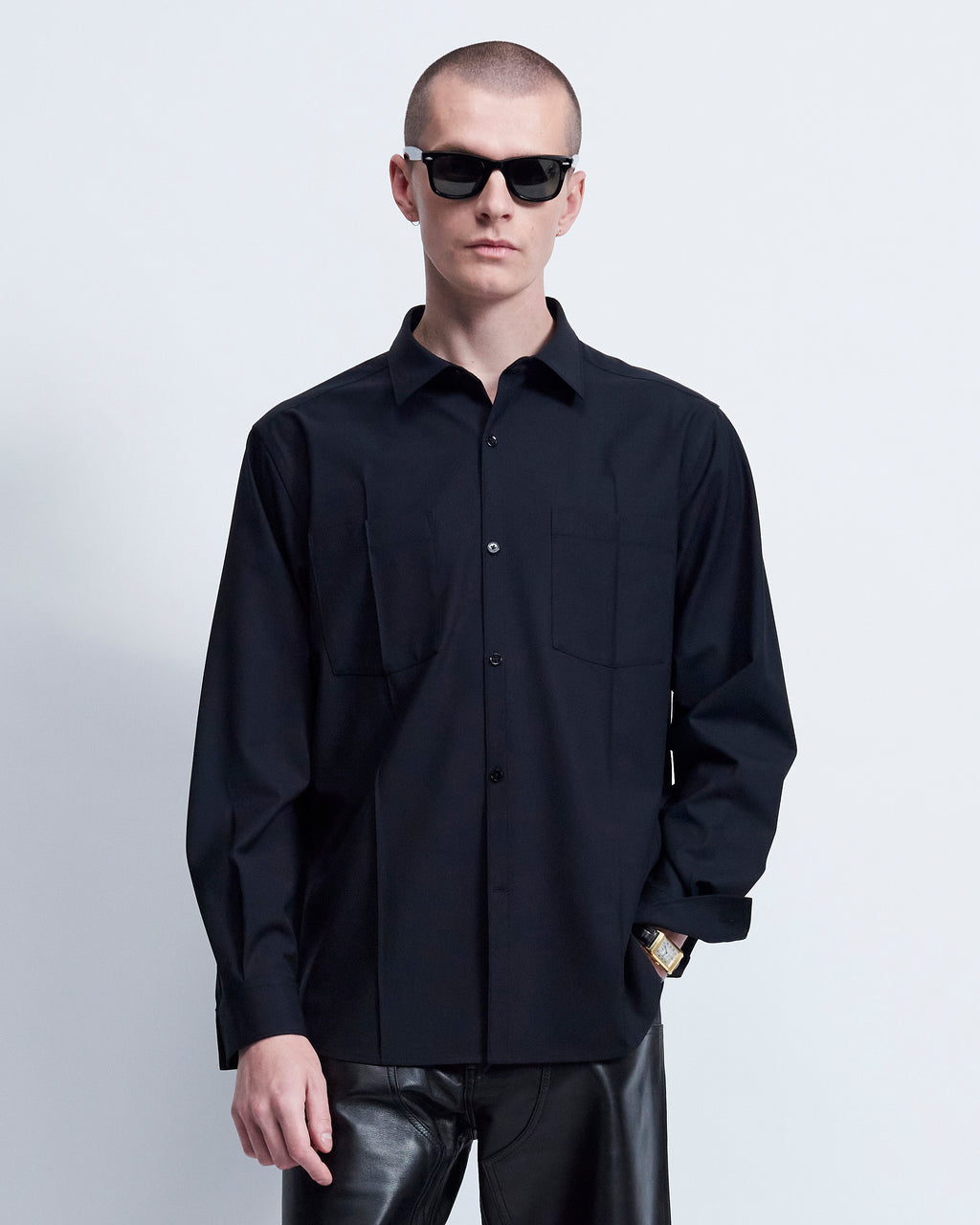 William - Wool Poplin in Black - view 2
