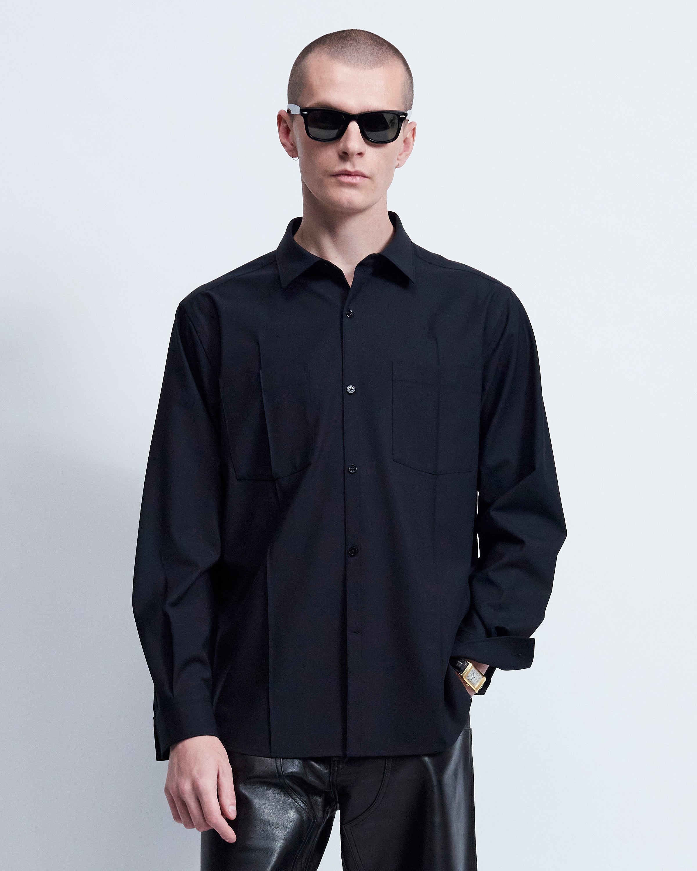 William - Wool Poplin in Black - view 2