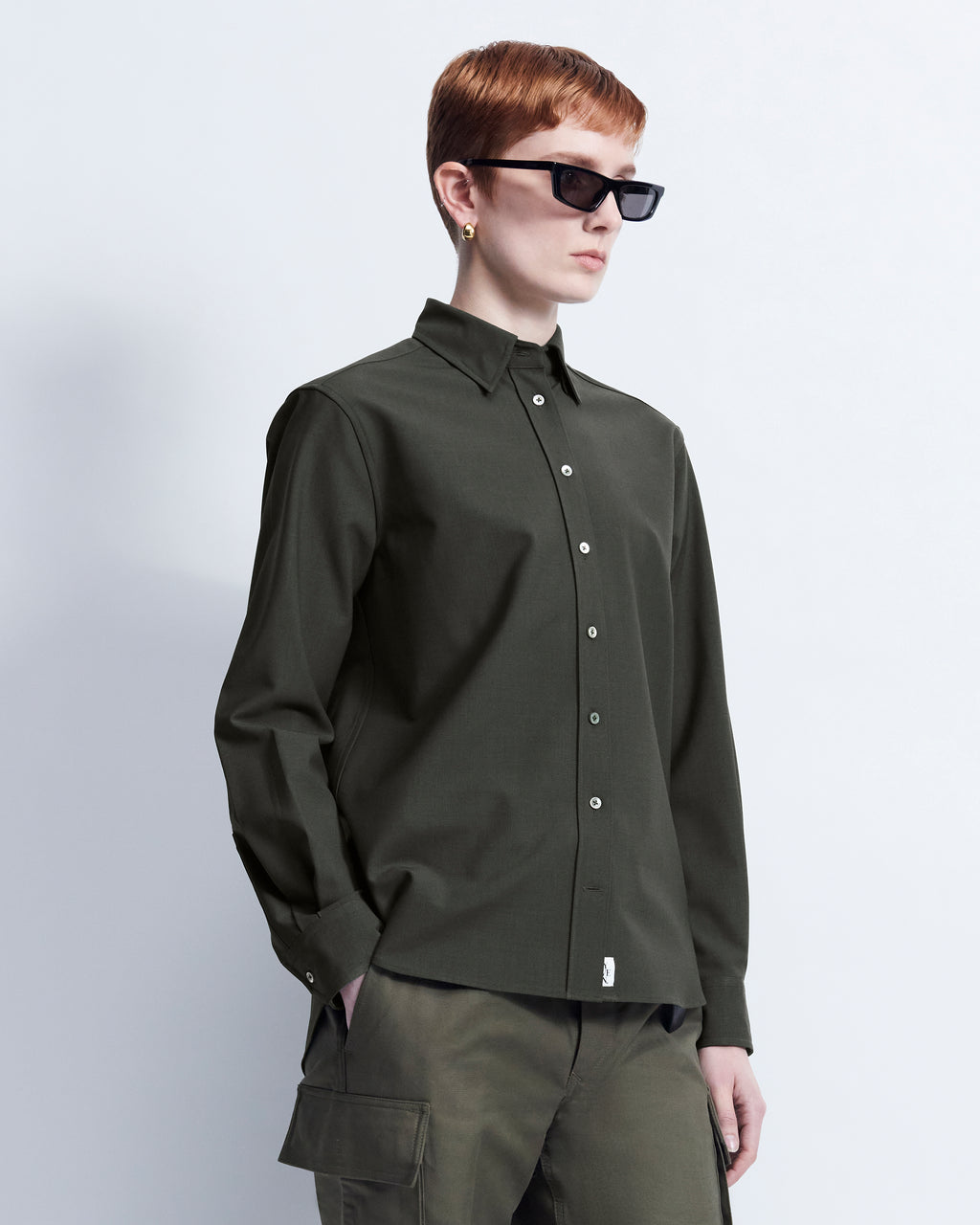 Lillian - Wool Poplin in Forest Green - view 3
