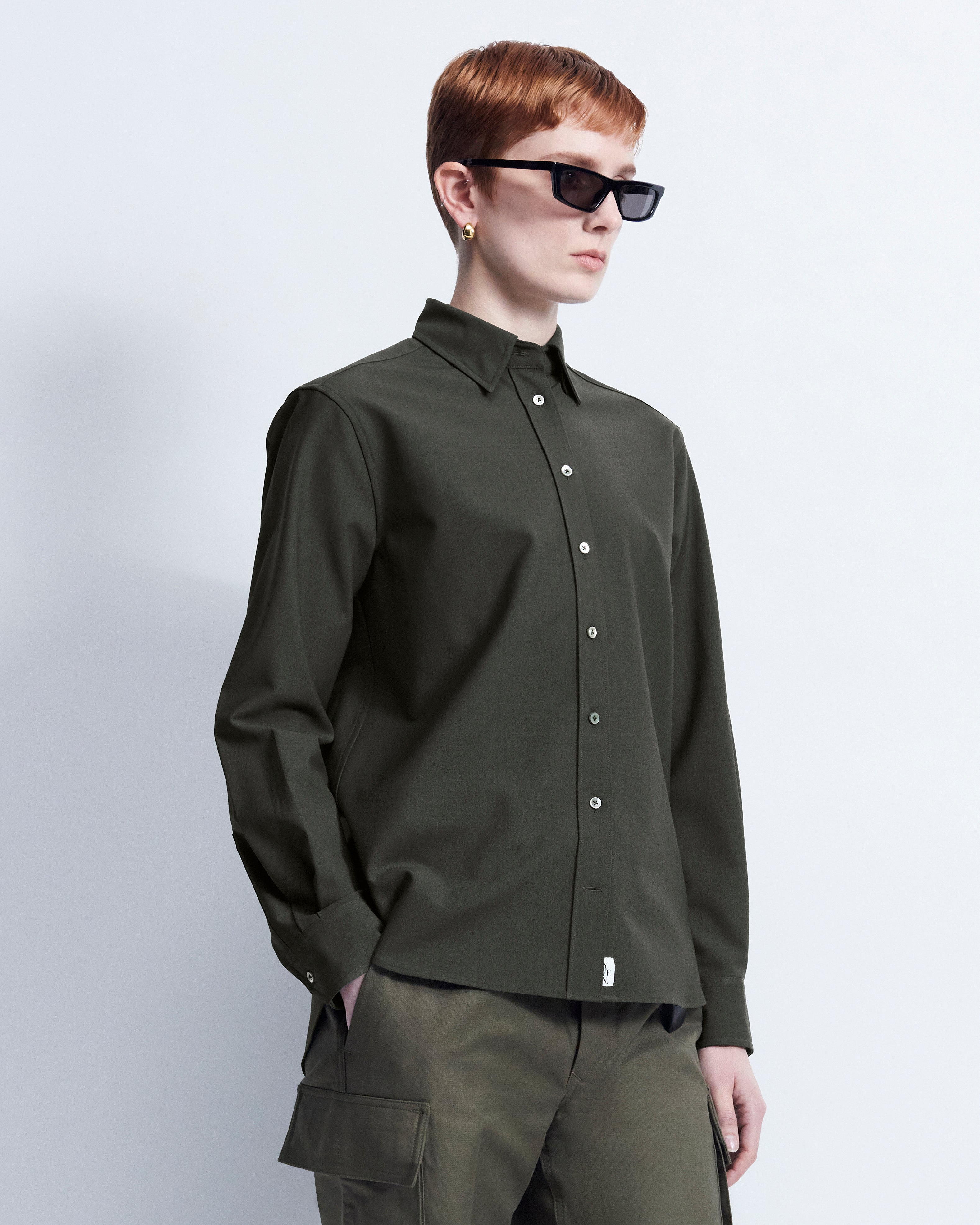 Lillian - Wool Poplin in Forest Green - view 3