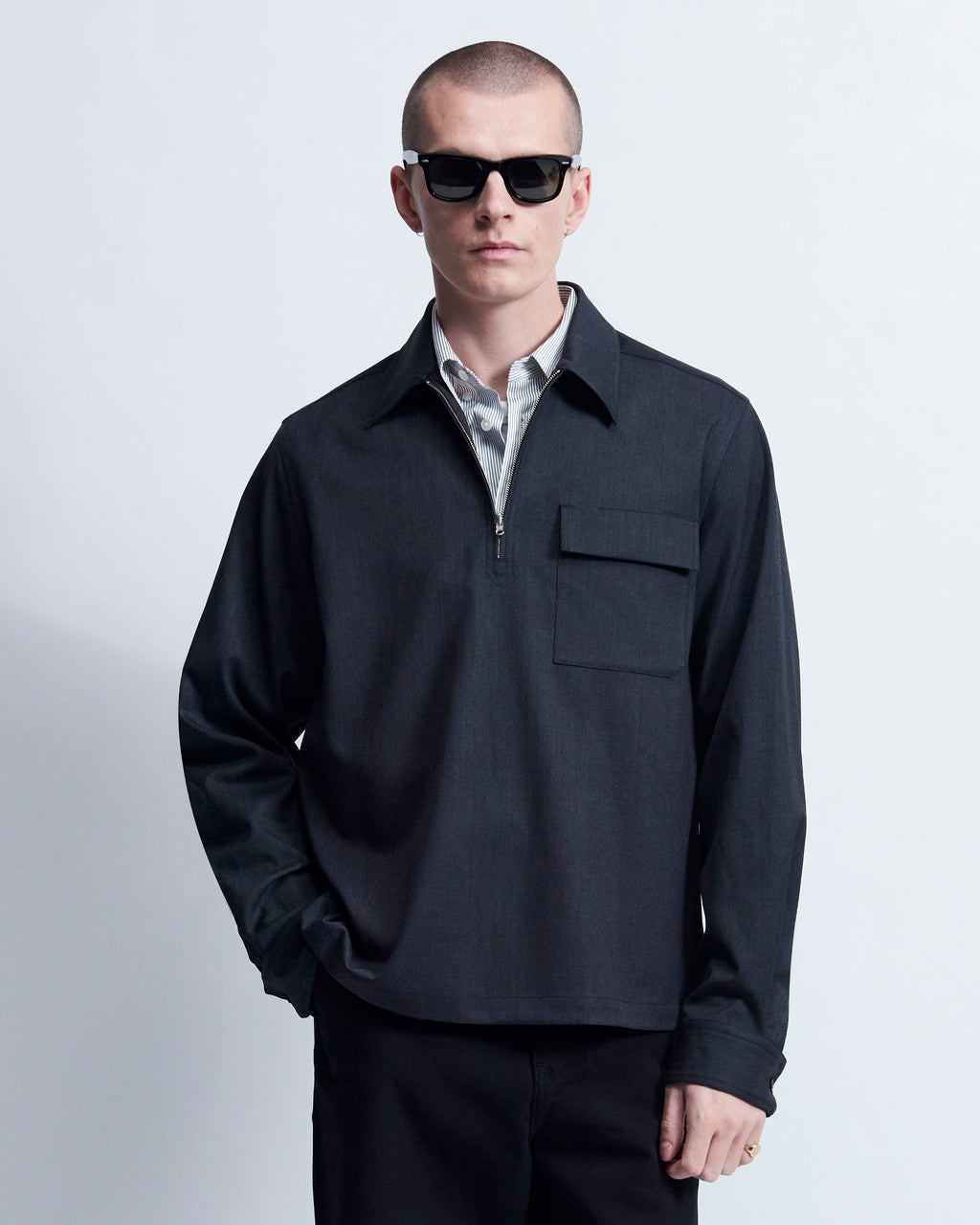 Roman - Wool Gabardine in Charcoal Grey - view 3
