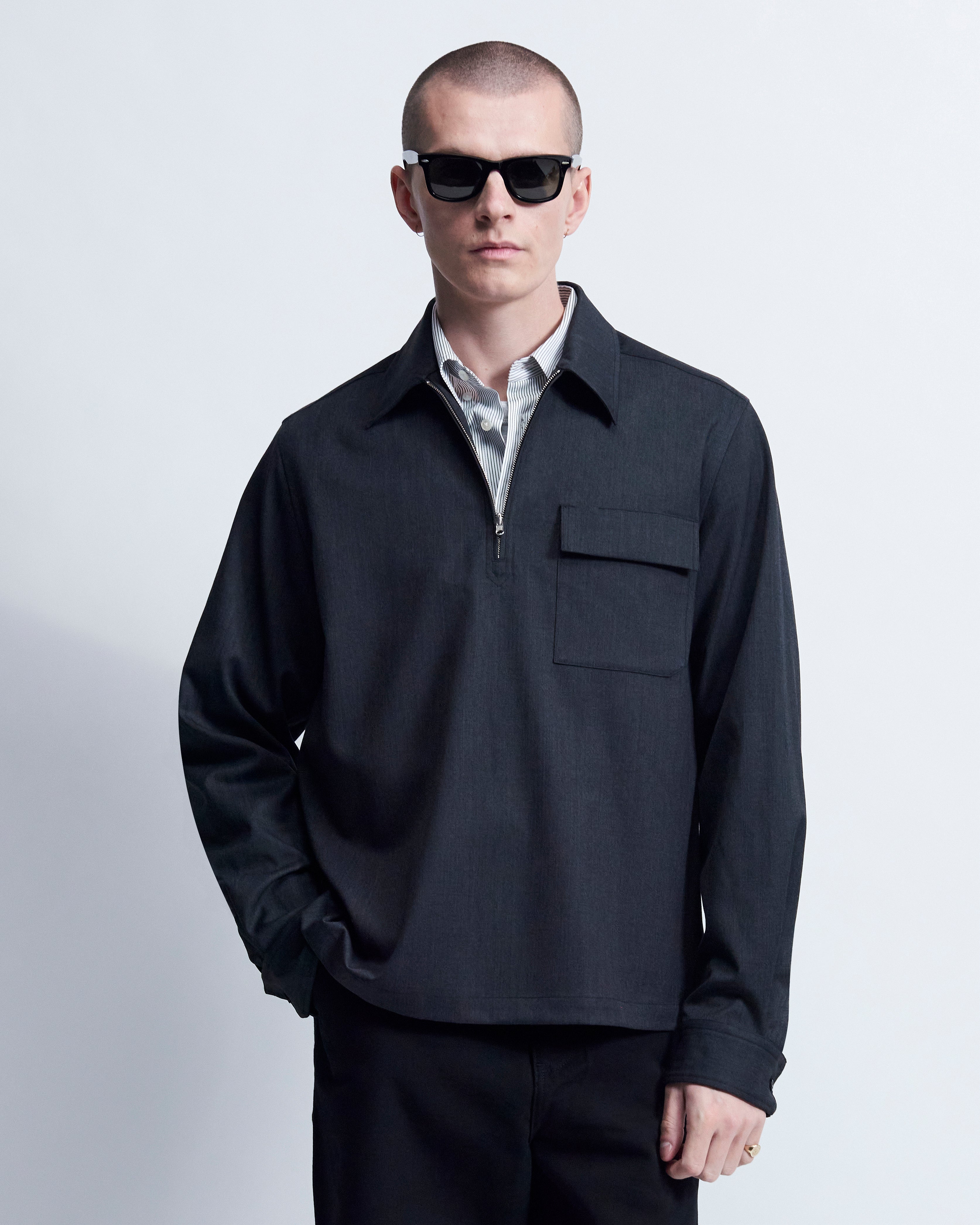 Roman - Wool Gabardine in Charcoal Grey - view 3