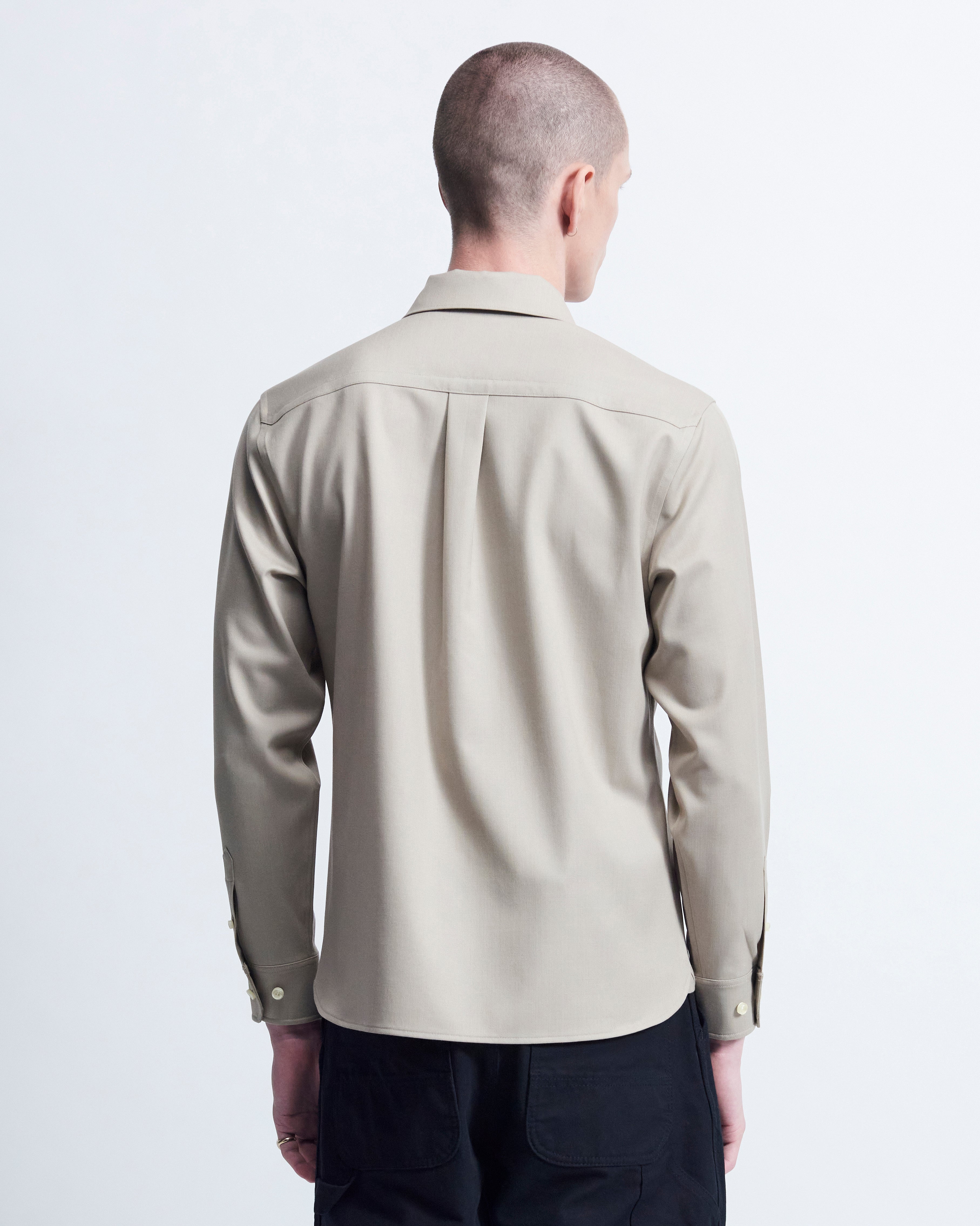 Sam - Wool Gabardine in Khaki - view 3