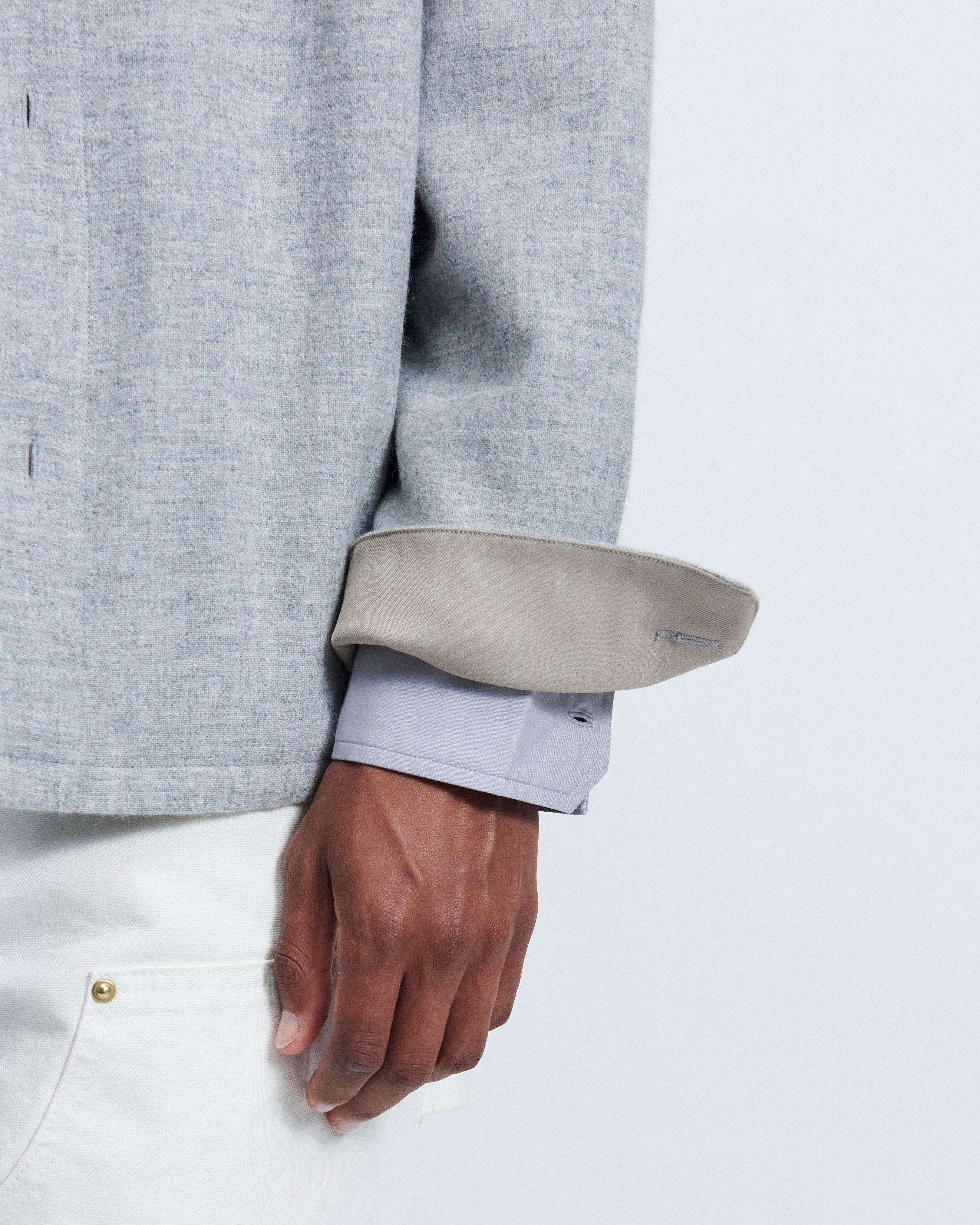 Victor - Brushed Wool Flannel in Feather Grey - view 3